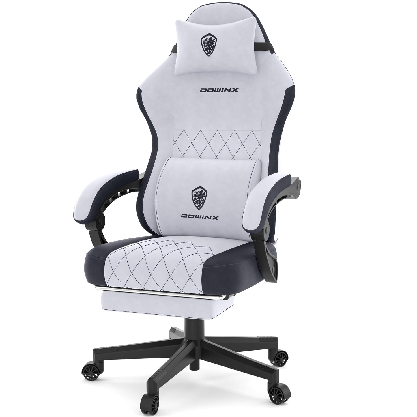 Dowinx Gaming Chair, Fabric Gaming Chairs for Adults with Pocket Spring Cushions and Lumbar Support, Ergonomic Massage Computer Chair with Footrest for Big and Tall, Aqua