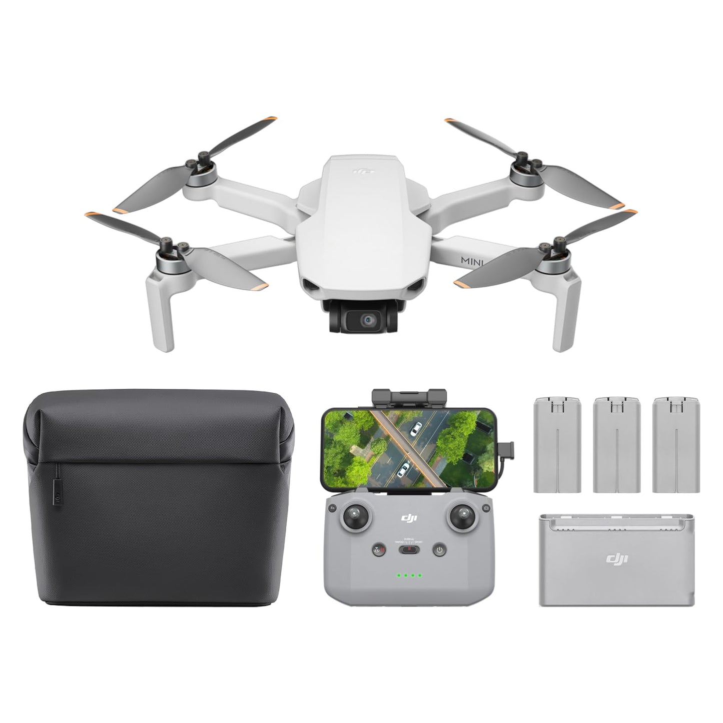 DJI Mini 4K Camera Drone Combo, Drone with 4K UHD Camera for Adults, Under 249 g, 3-Axis Gimbal Stabilization, 10km Video Transmission, Auto Return, 2 Batteries for 62-Min Max Flight Time, QuickShots