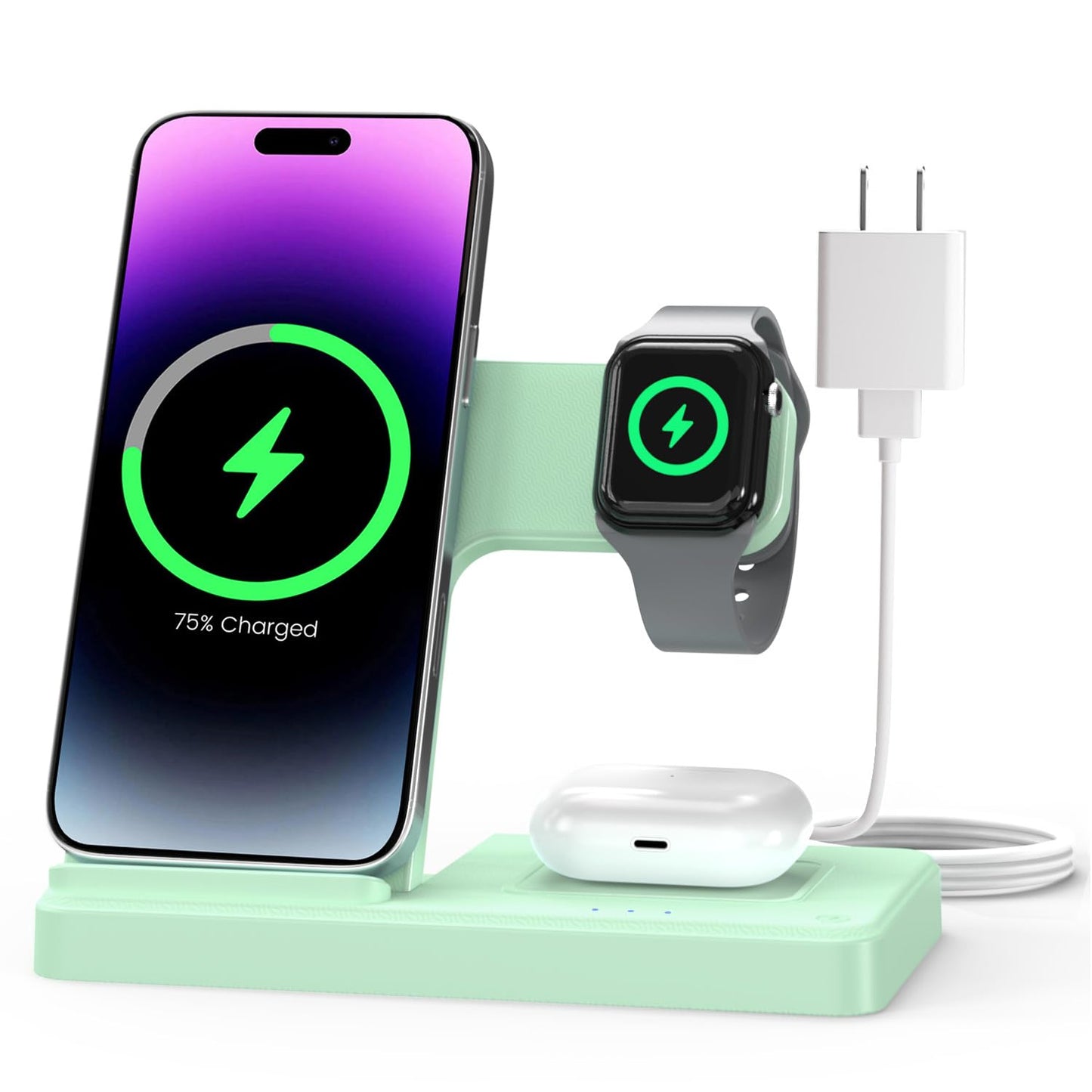 Wireless Charger iPhone Charging Station: 3 in 1 Charger Stand Multiple Devices for Apple - iPhone 17 16e 16 15 14 Pro Max 13 12 11 - Watch 10 9 8 7 6 5 4 3 2 SE and Ultra Series - Airpods 4 3 Pro
