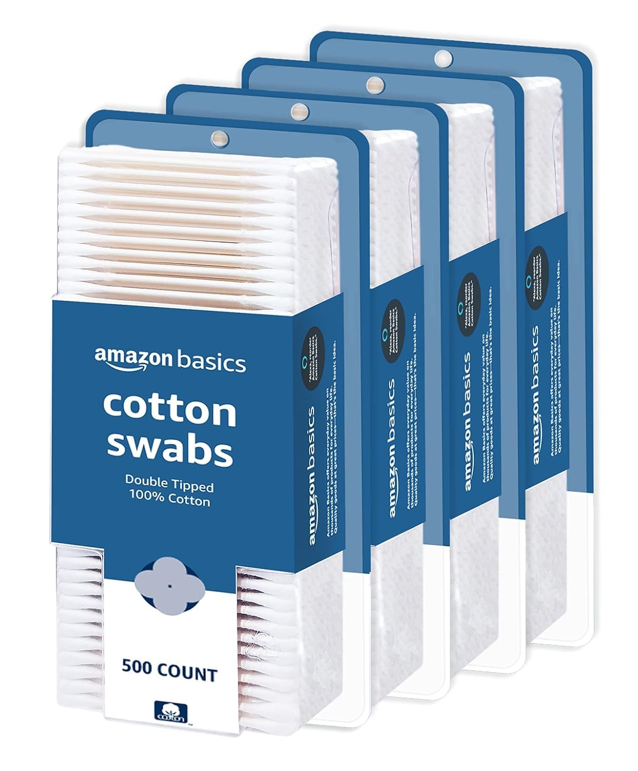 Amazon Basics Cotton Swabs for Personal Hygiene and Baby Care, 500 Count, 1 Pack