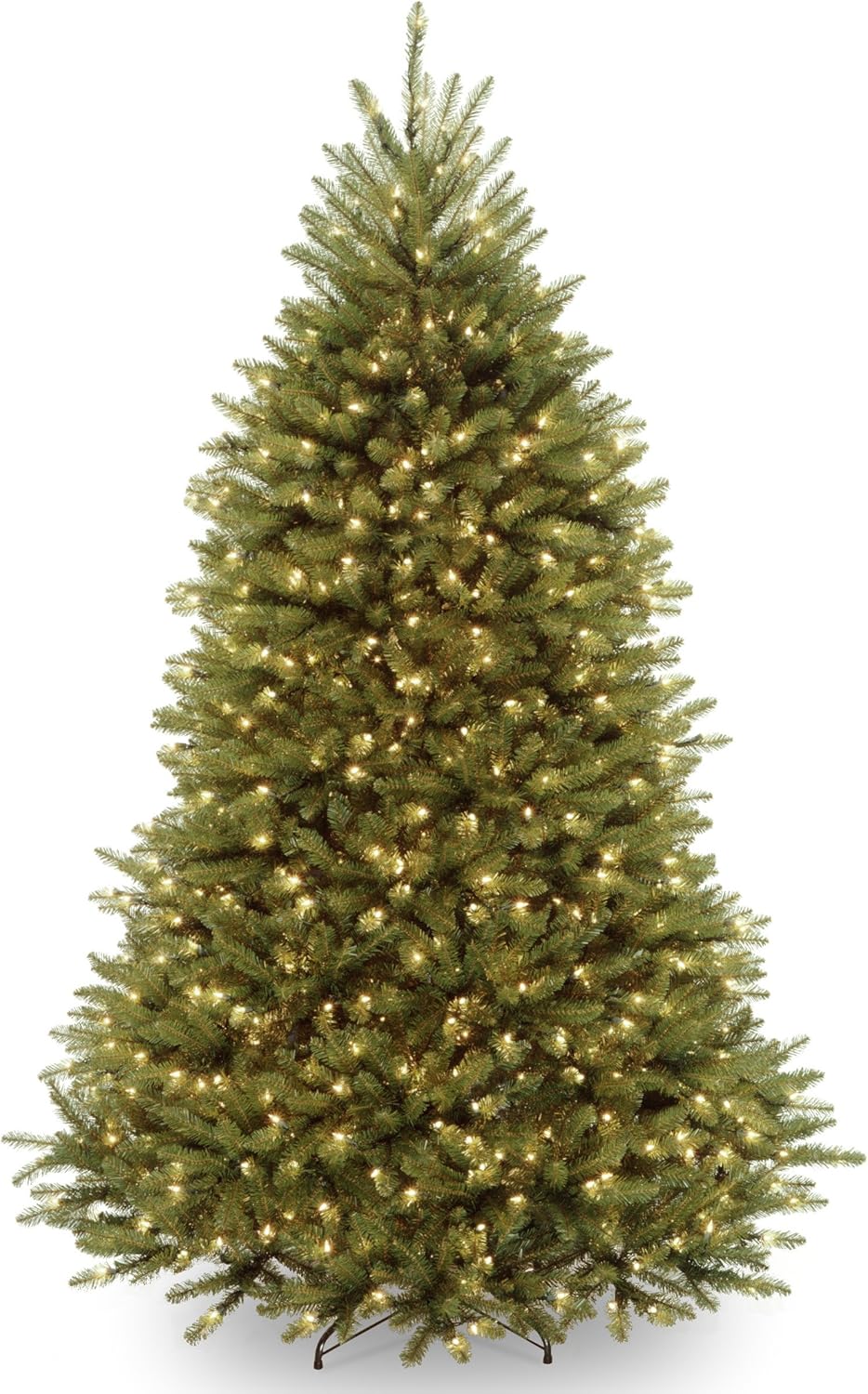 National Tree Company 6.5 ft Pre-Lit Dunhill Fir Artificial Christmas Tree, 650 Clear Lights, 1,838 Tips, Includes Stand, Green