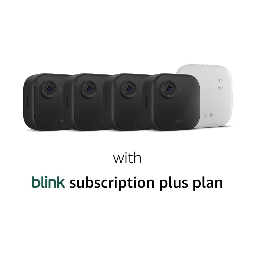 Blink Outdoor 4 XR – two-year battery wireless camera with 4x security coverage, 1000 ft open-air range or 400 ft with typical use — 4 camera system.
