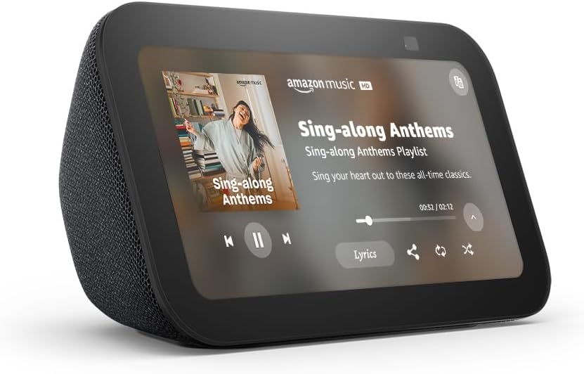 Amazon Echo Show 5 (newest model), Smart display with Alexa+ Early Access, 2x the bass and clearer sound, Charcoal