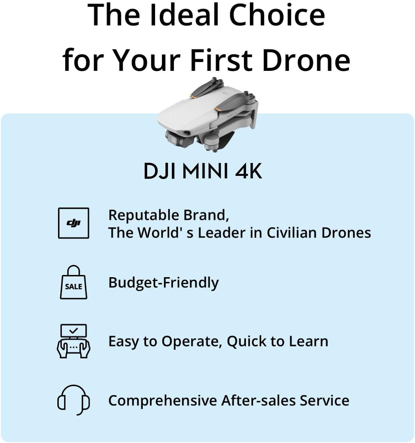 DJI Mini 4K Camera Drone Combo, Drone with 4K UHD Camera for Adults, Under 249 g, 3-Axis Gimbal Stabilization, 10km Video Transmission, Auto Return, 2 Batteries for 62-Min Max Flight Time, QuickShots