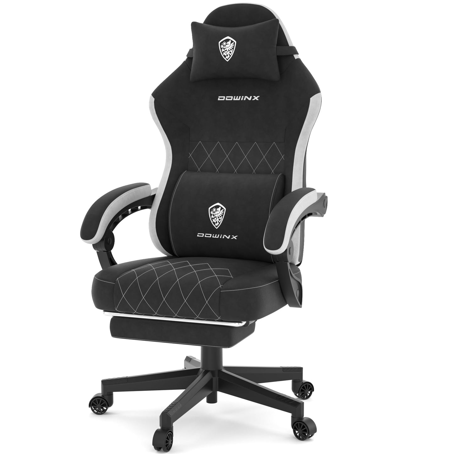 Dowinx Gaming Chair, Fabric Gaming Chairs for Adults with Pocket Spring Cushions and Lumbar Support, Ergonomic Massage Computer Chair with Footrest for Big and Tall, Aqua