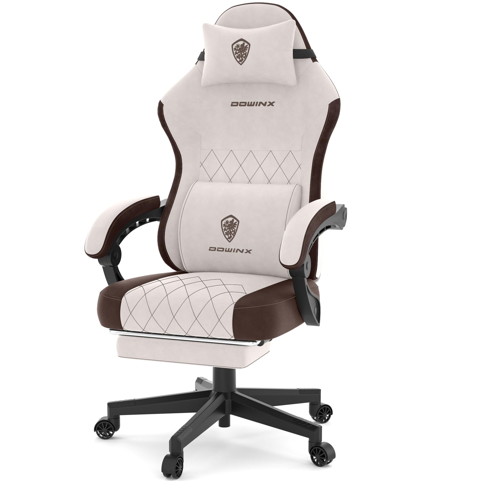 Dowinx Gaming Chair, Fabric Gaming Chairs for Adults with Pocket Spring Cushions and Lumbar Support, Ergonomic Massage Computer Chair with Footrest for Big and Tall, Aqua