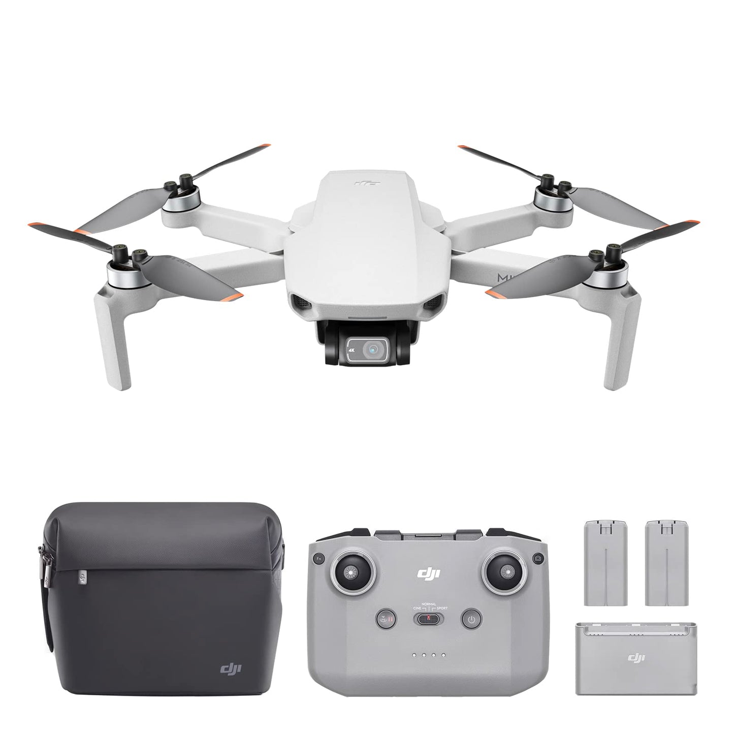 DJI Mini 4K Camera Drone Combo, Drone with 4K UHD Camera for Adults, Under 249 g, 3-Axis Gimbal Stabilization, 10km Video Transmission, Auto Return, 2 Batteries for 62-Min Max Flight Time, QuickShots