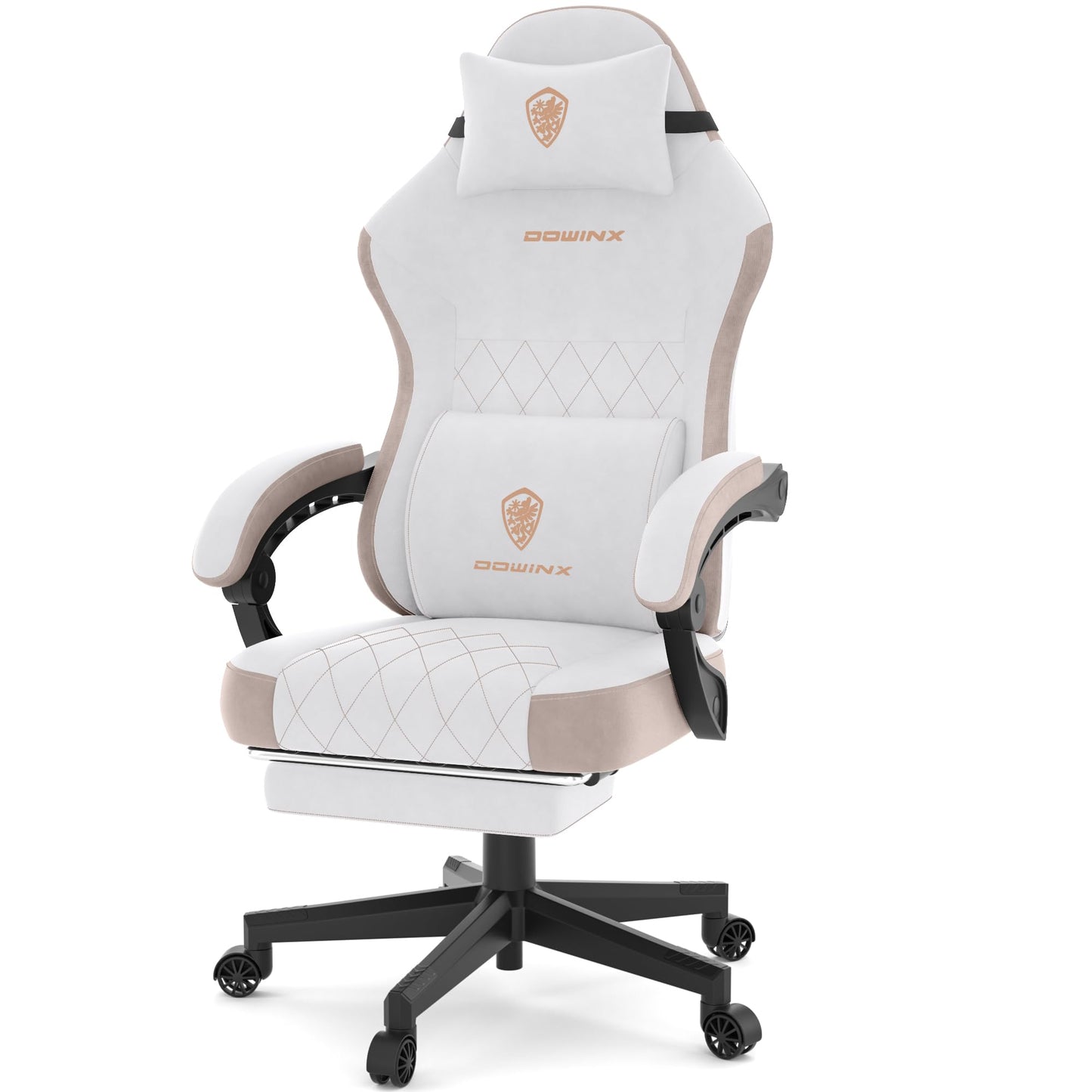 Dowinx Gaming Chair, Fabric Gaming Chairs for Adults with Pocket Spring Cushions and Lumbar Support, Ergonomic Massage Computer Chair with Footrest for Big and Tall, Aqua