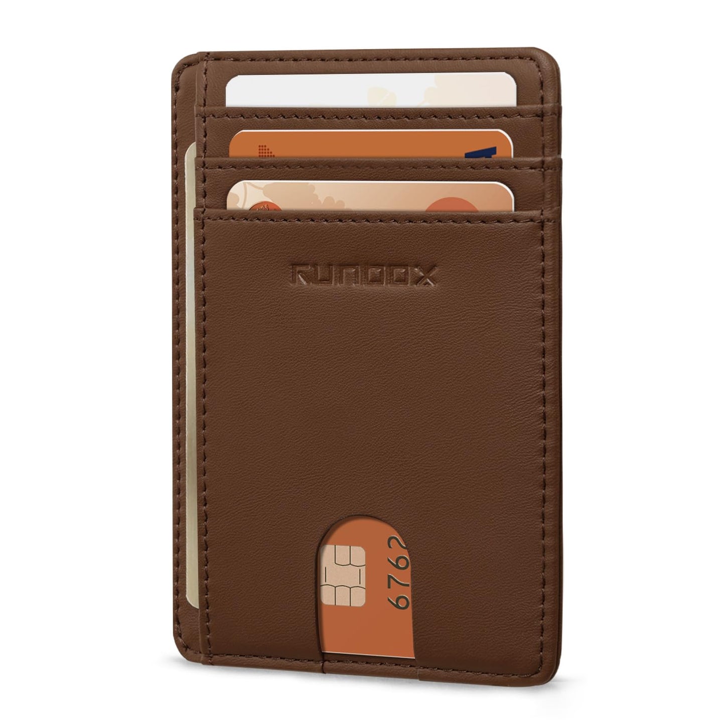 RUNBOX Slim ID Cases Minimalist Front Pocket RFID Blocking Leather Wallets for Men and Women Card Holder Wallets Gifts for men