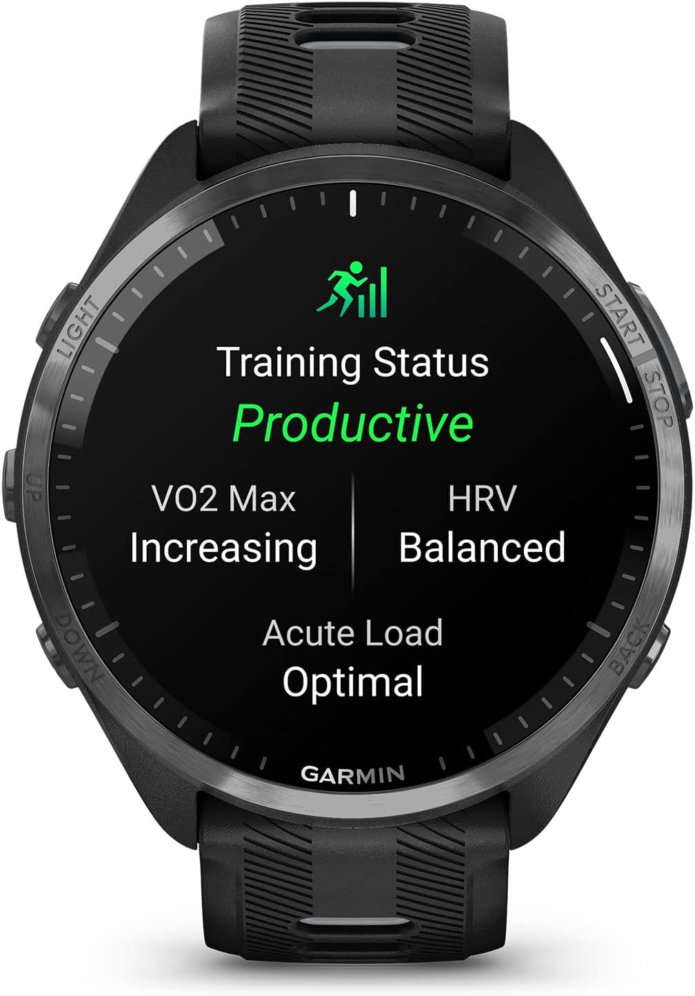 Garmin Forerunner® 965 Running Smartwatch, Colorful AMOLED Display, Training Metrics and Recovery Insights, Black and Powder Gray, 010-02809-00