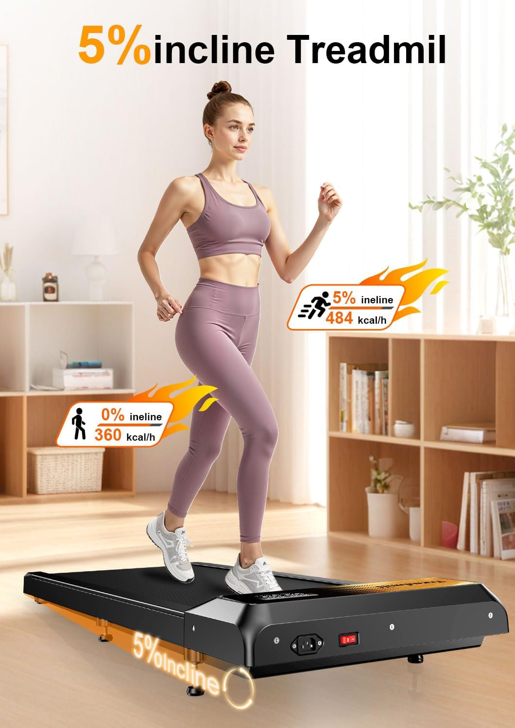 Walking Treadmill Pad with Incline,Walking 2.5HP for Home and Office, 265Lbs Weight Capacity,Treadmill with APP &Remote Control, LED Display