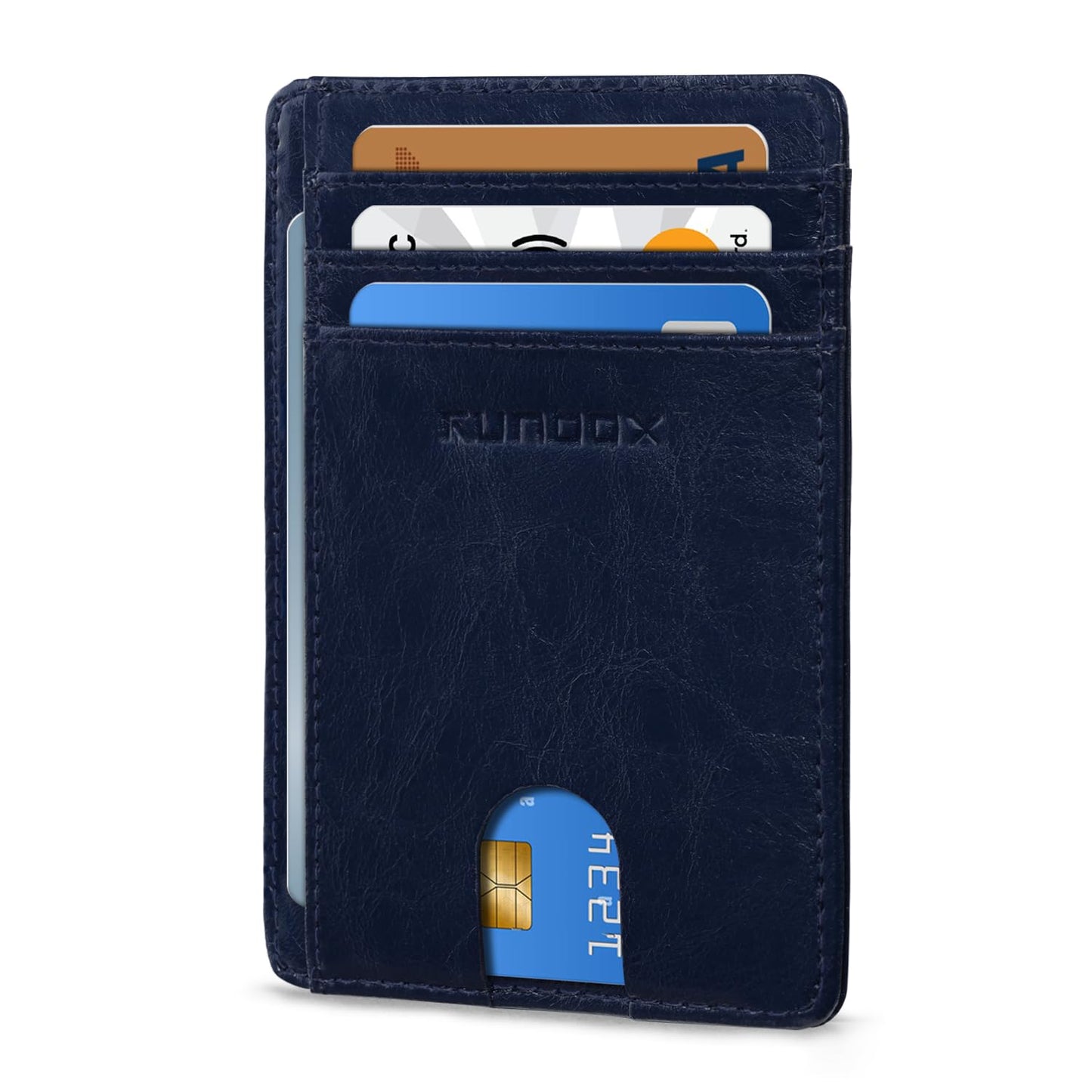 RUNBOX Slim ID Cases Minimalist Front Pocket RFID Blocking Leather Wallets for Men and Women Card Holder Wallets Gifts for men