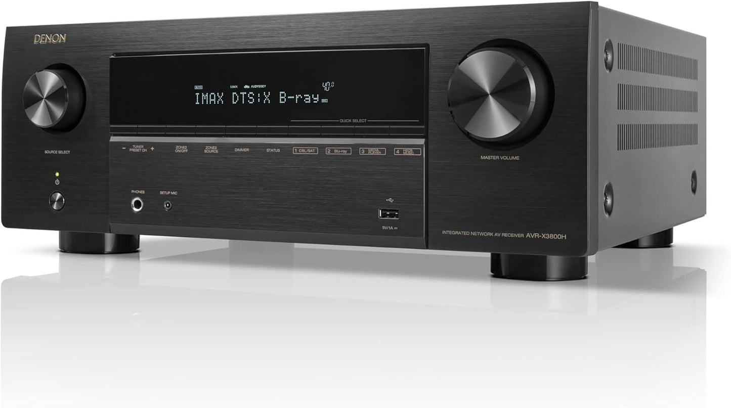 Denon AVR-X3800H 9.4-Ch 8K UHD AVR Home Theater Stereo Receiver, (105W X 9) Built-in Bluetooth Wi-Fi & HEOS Multi-Room Streaming Dolby Atmos DTS:X IMAX Enhanced & Auro 3D