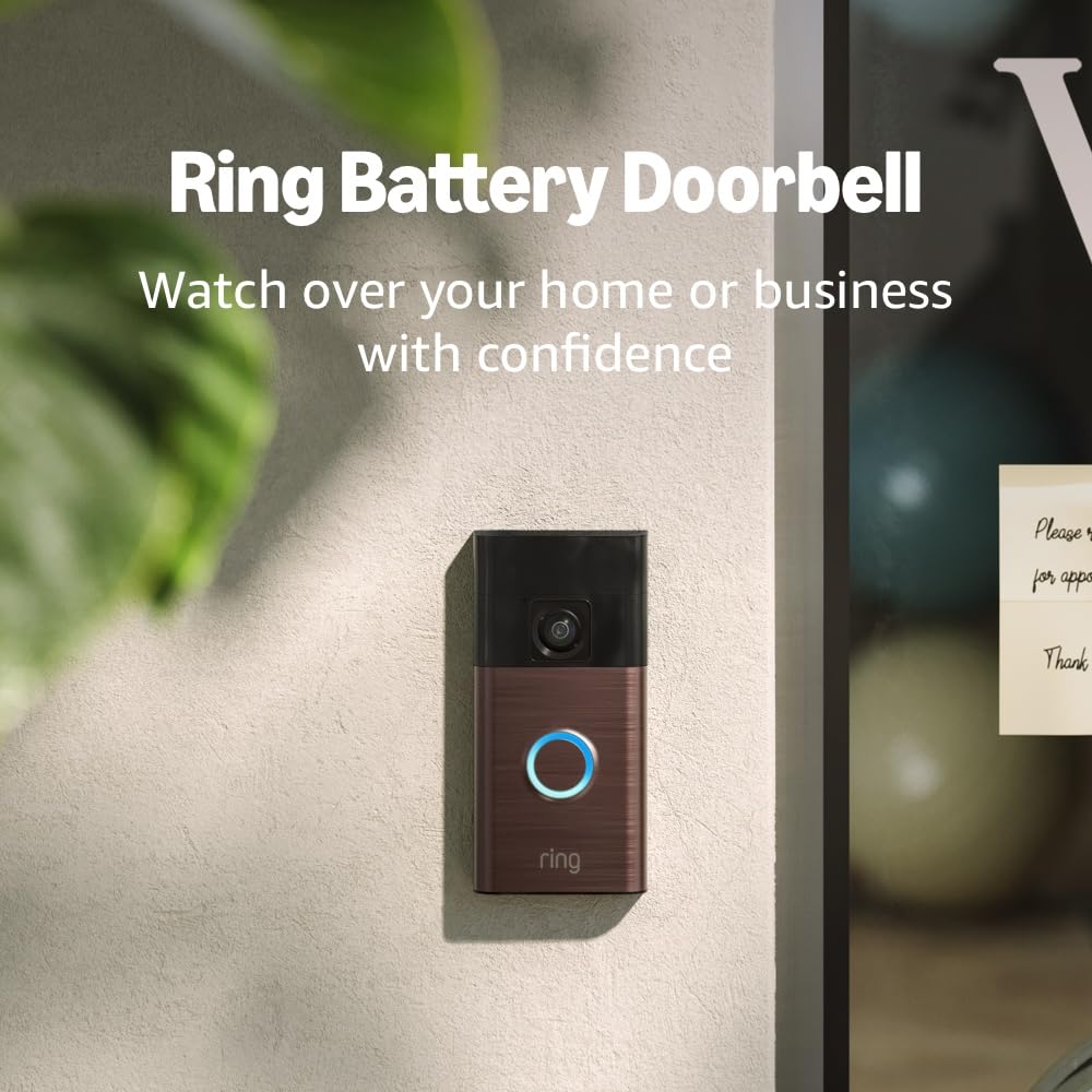 Ring Battery Doorbell | Home or business security with Head-to-Toe Video, Live View with Two-Way Talk, and Motion Detection & Alerts, Satin Nickel