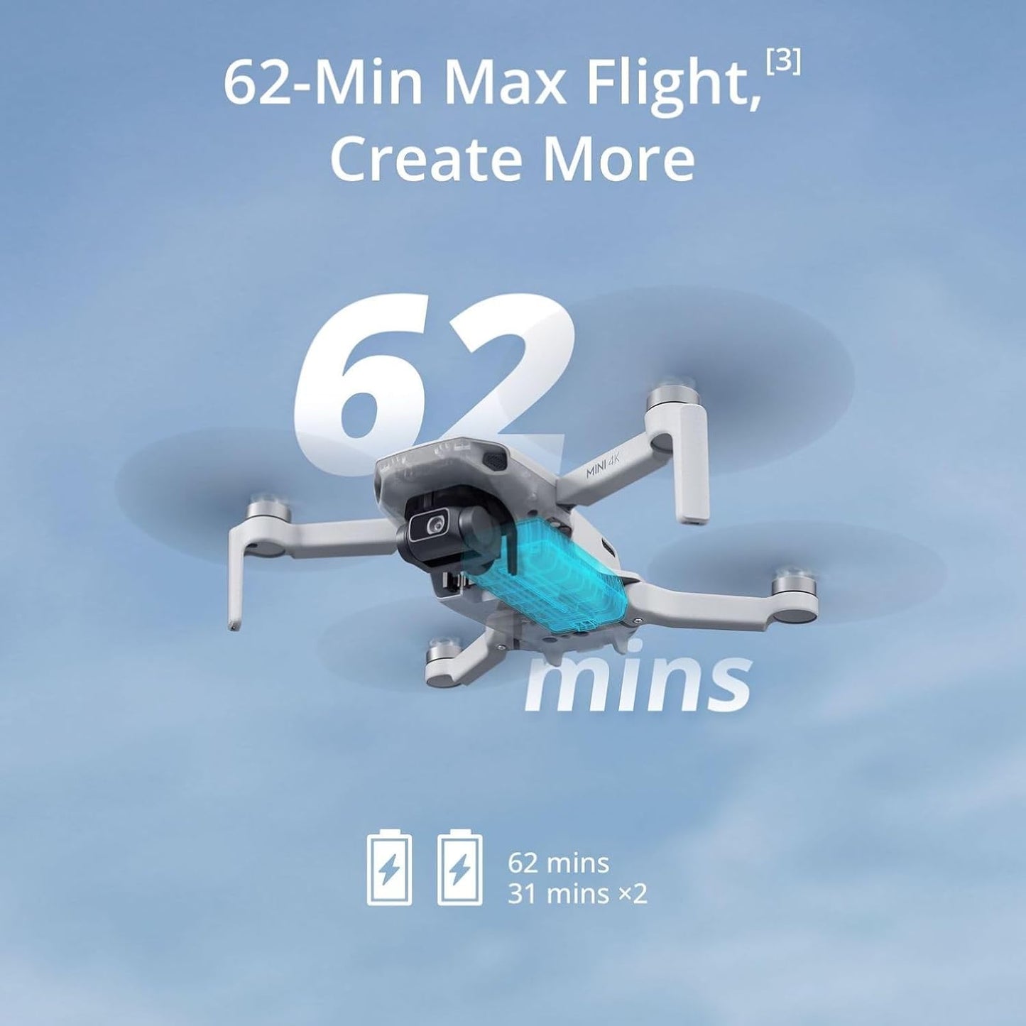 DJI Mini 4K Camera Drone Combo, Drone with 4K UHD Camera for Adults, Under 249 g, 3-Axis Gimbal Stabilization, 10km Video Transmission, Auto Return, 2 Batteries for 62-Min Max Flight Time, QuickShots