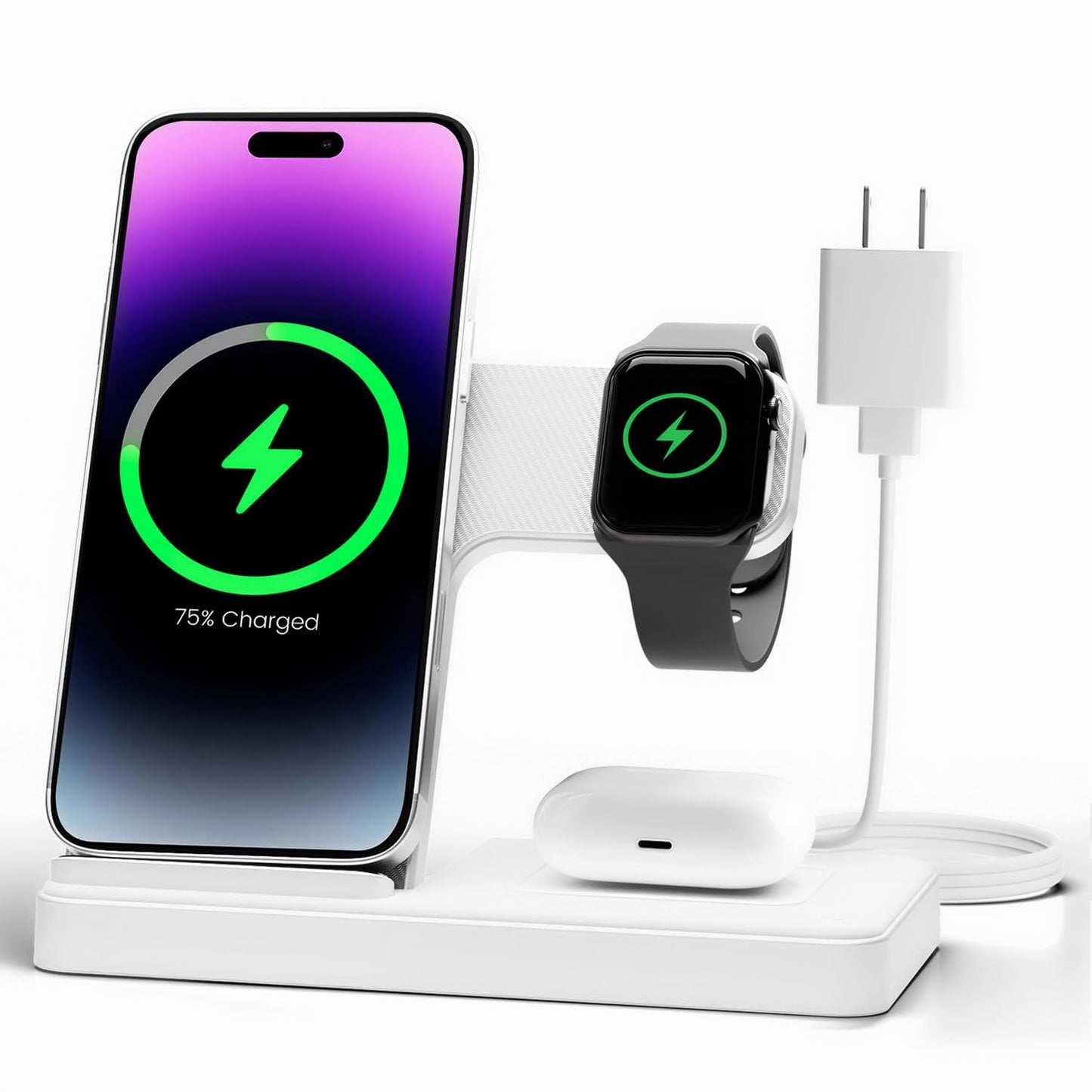 Wireless Charger iPhone Charging Station: 3 in 1 Charger Stand Multiple Devices for Apple - iPhone 17 16e 16 15 14 Pro Max 13 12 11 - Watch 10 9 8 7 6 5 4 3 2 SE and Ultra Series - Airpods 4 3 Pro