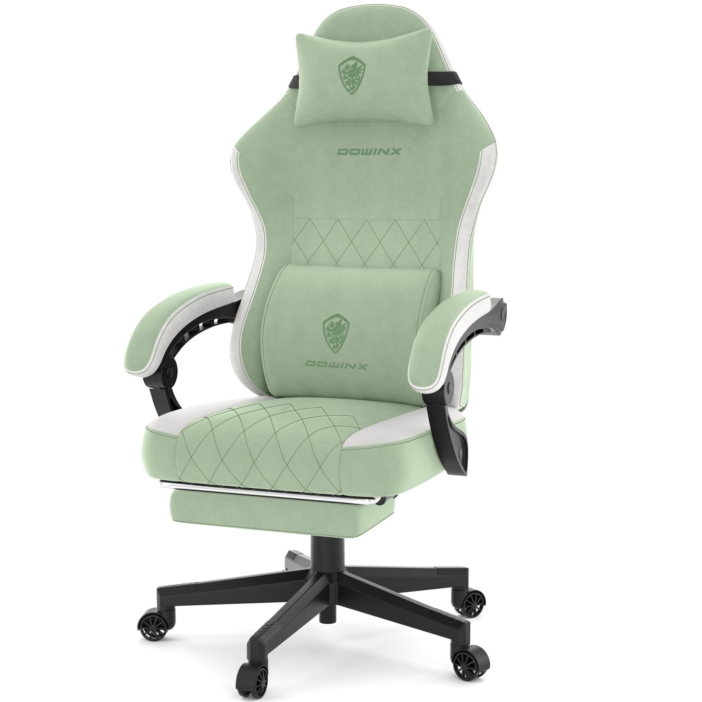 Dowinx Gaming Chair, Fabric Gaming Chairs for Adults with Pocket Spring Cushions and Lumbar Support, Ergonomic Massage Computer Chair with Footrest for Big and Tall, Aqua