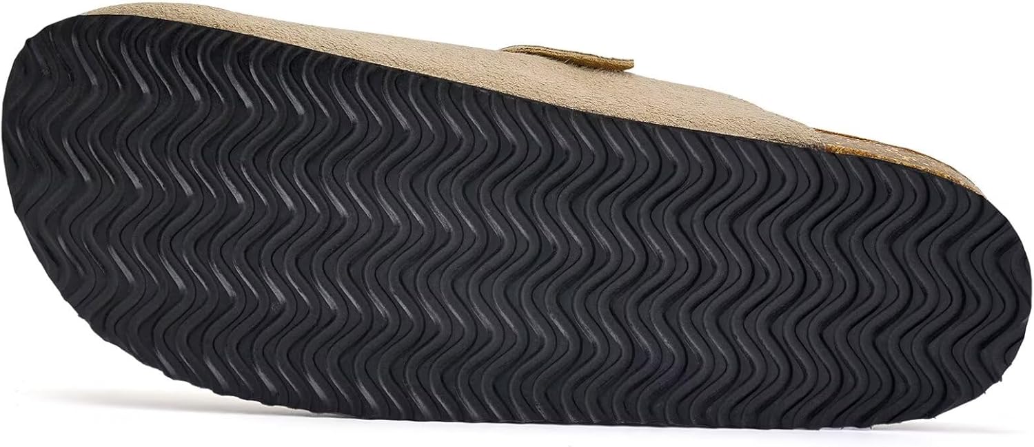 Torotto Mens Clogs Cork Footbed Suede Slippers Arch Support Potato Shoes with Adjustable Buckle