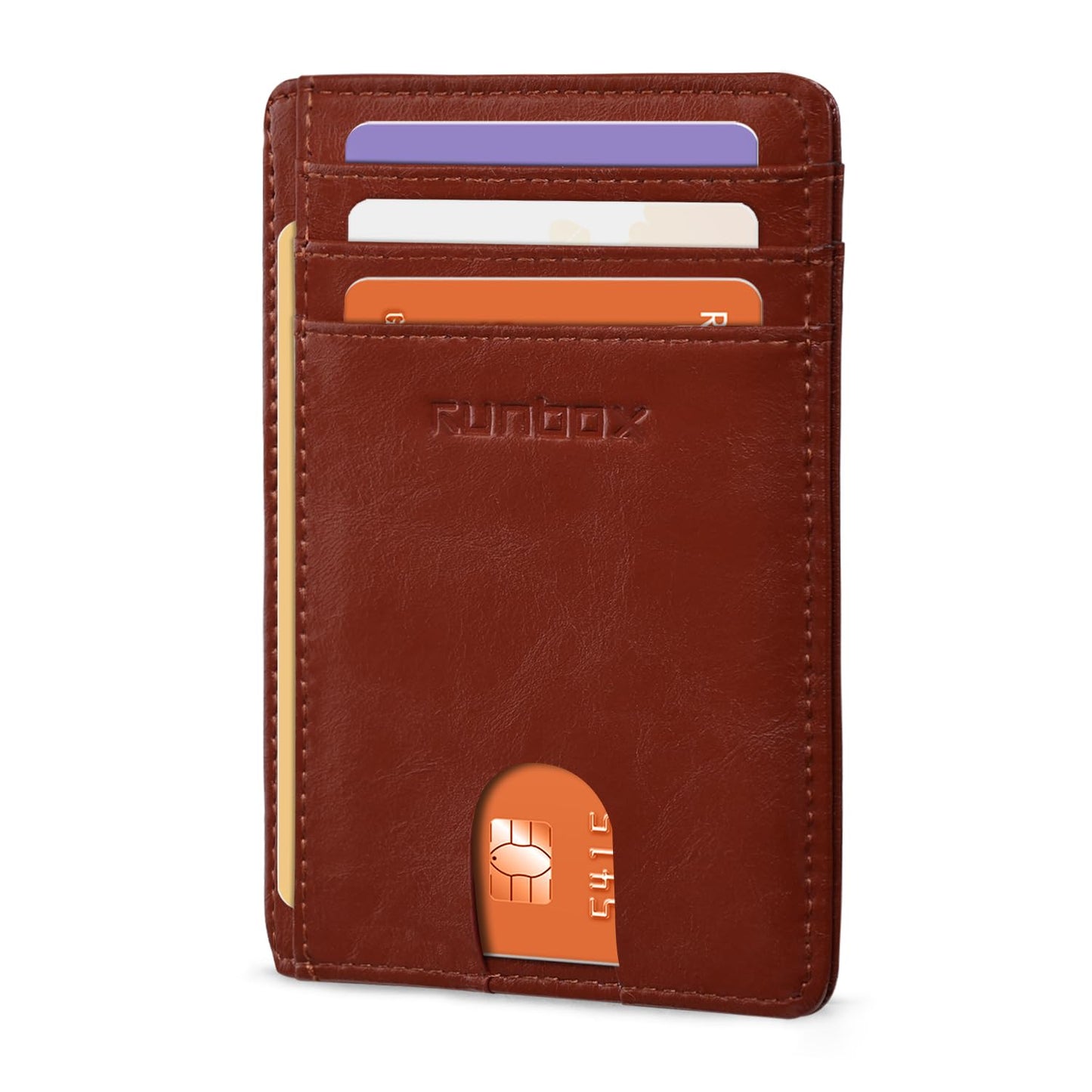 RUNBOX Slim ID Cases Minimalist Front Pocket RFID Blocking Leather Wallets for Men and Women Card Holder Wallets Gifts for men