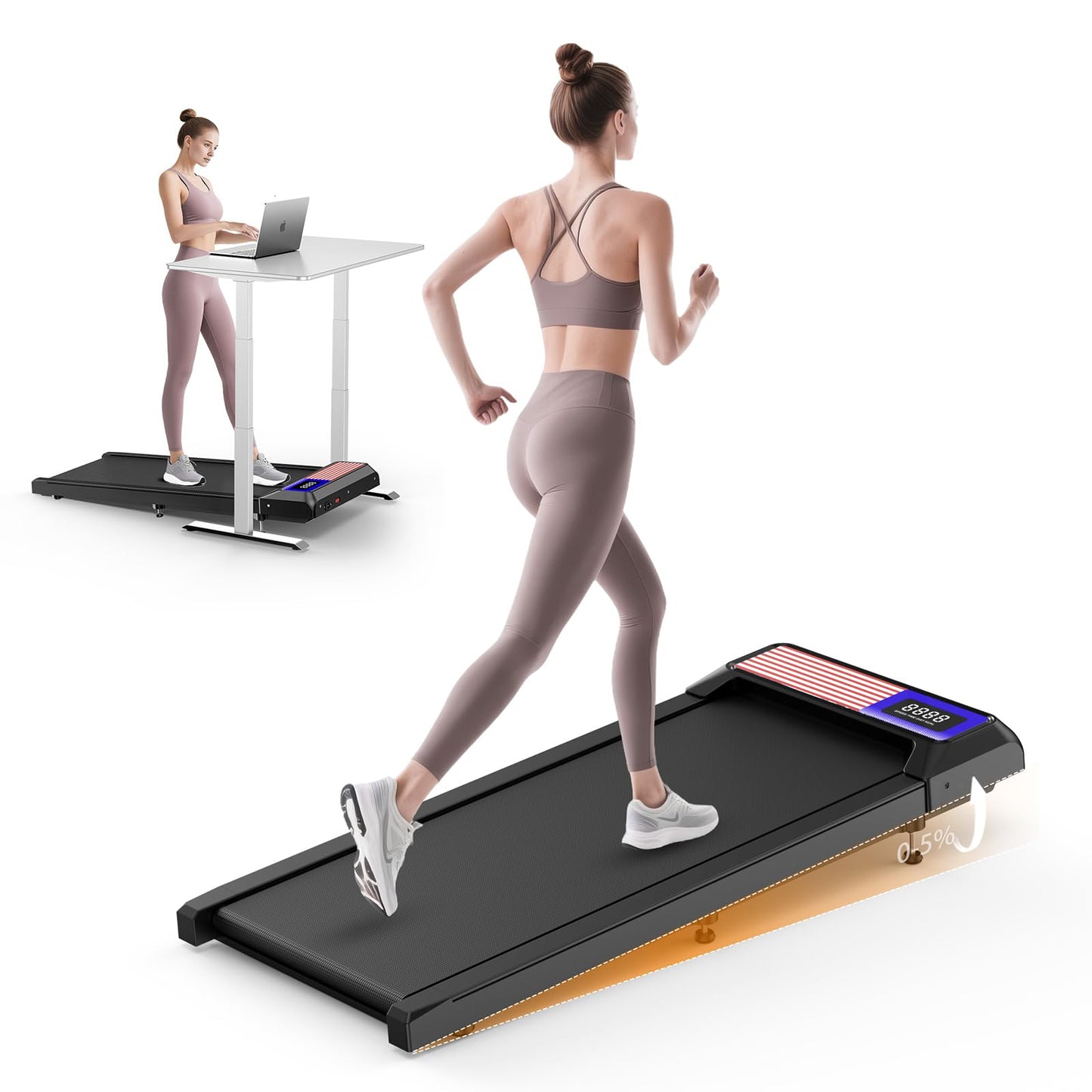 Walking Treadmill Pad with Incline,Walking 2.5HP for Home and Office, 265Lbs Weight Capacity,Treadmill with APP &Remote Control, LED Display