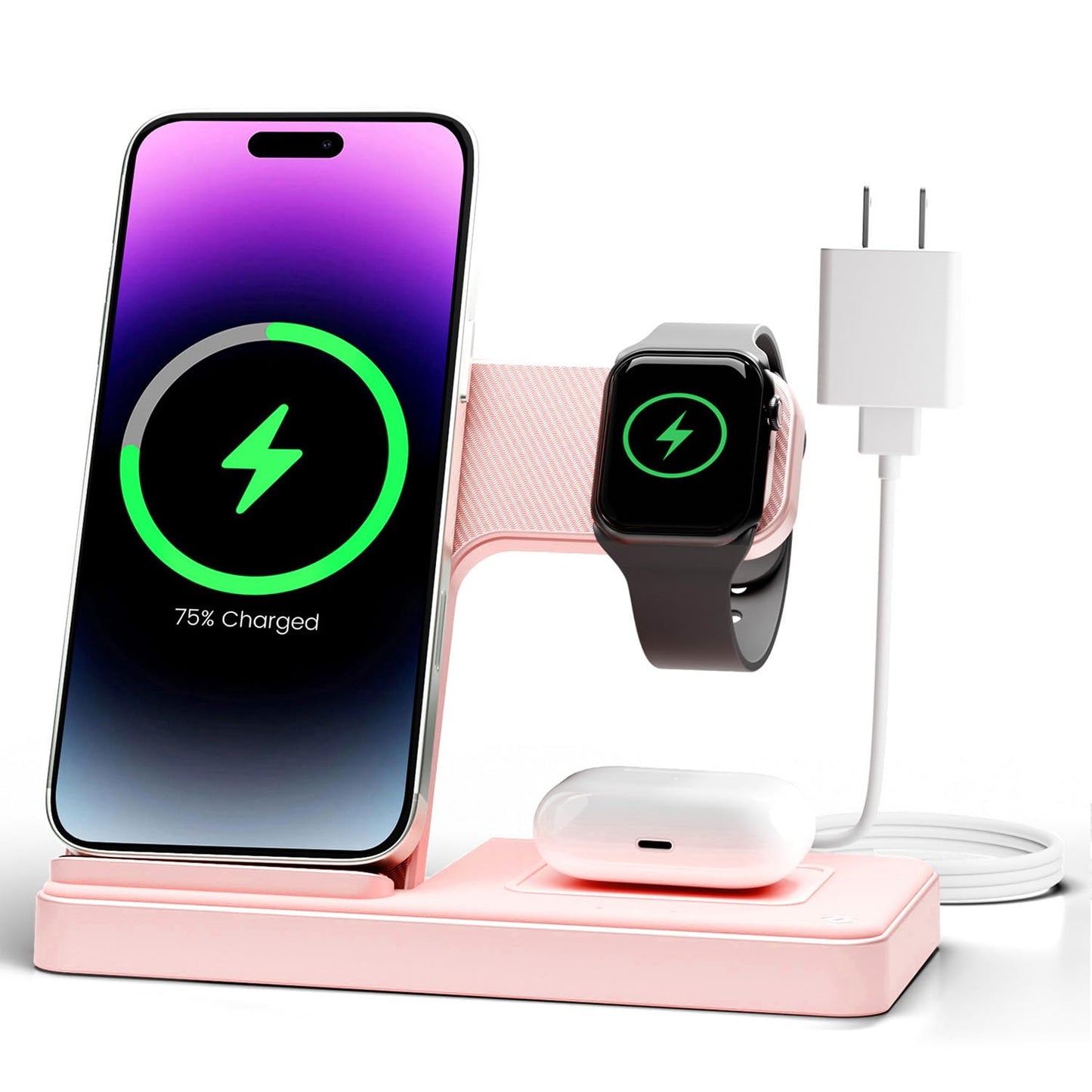 Wireless Charger iPhone Charging Station: 3 in 1 Charger Stand Multiple Devices for Apple - iPhone 17 16e 16 15 14 Pro Max 13 12 11 - Watch 10 9 8 7 6 5 4 3 2 SE and Ultra Series - Airpods 4 3 Pro