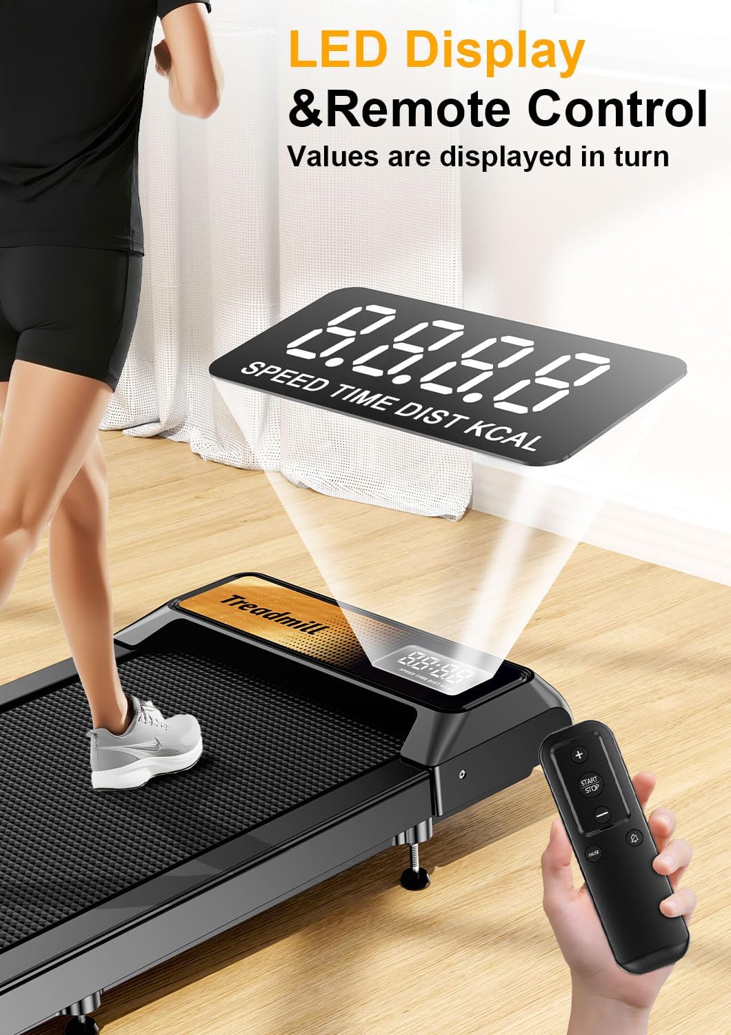 Walking Treadmill Pad with Incline,Walking 2.5HP for Home and Office, 265Lbs Weight Capacity,Treadmill with APP &Remote Control, LED Display