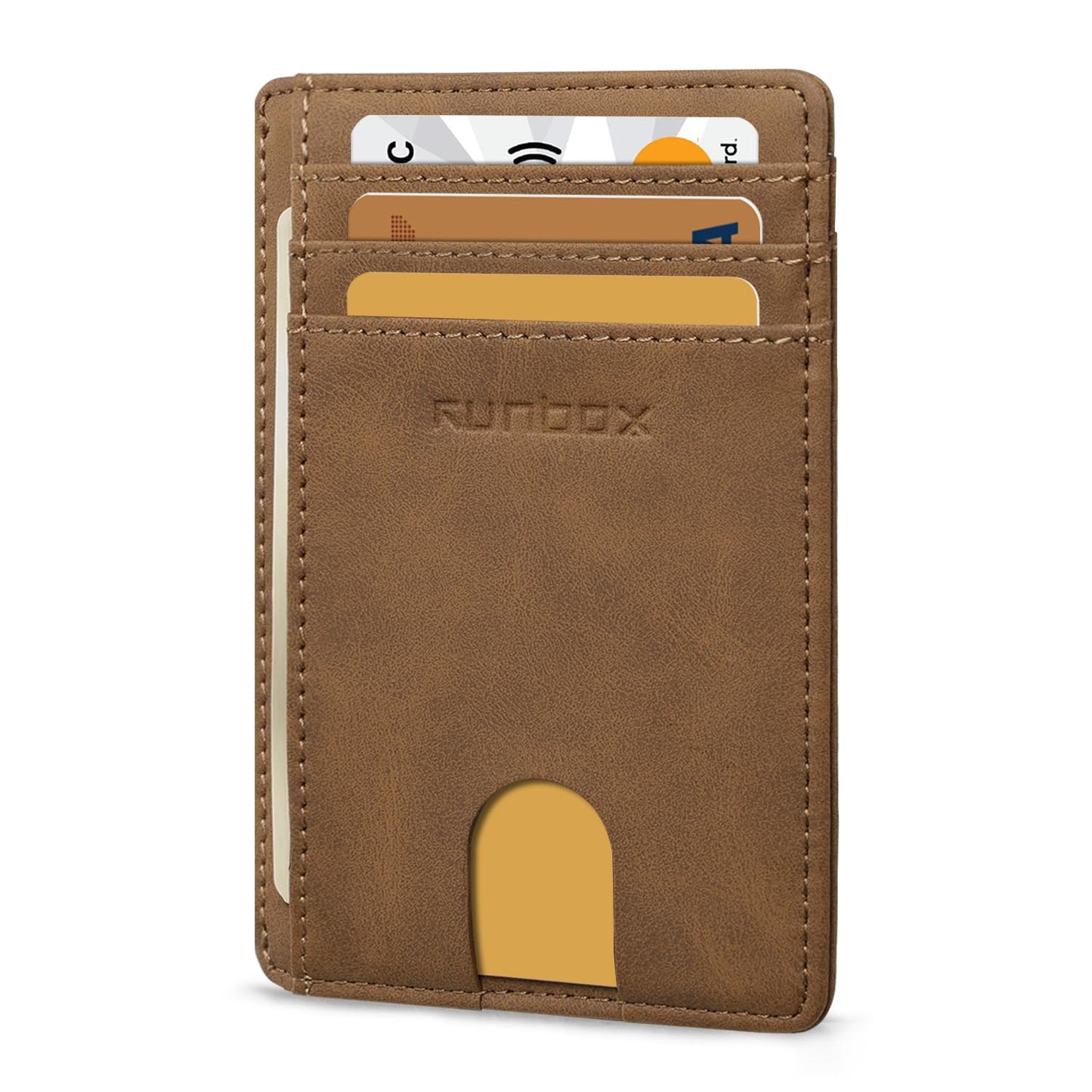 RUNBOX Slim ID Cases Minimalist Front Pocket RFID Blocking Leather Wallets for Men and Women Card Holder Wallets Gifts for men
