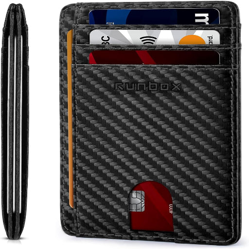 RUNBOX Slim ID Cases Minimalist Front Pocket RFID Blocking Leather Wallets for Men and Women Card Holder Wallets Gifts for men