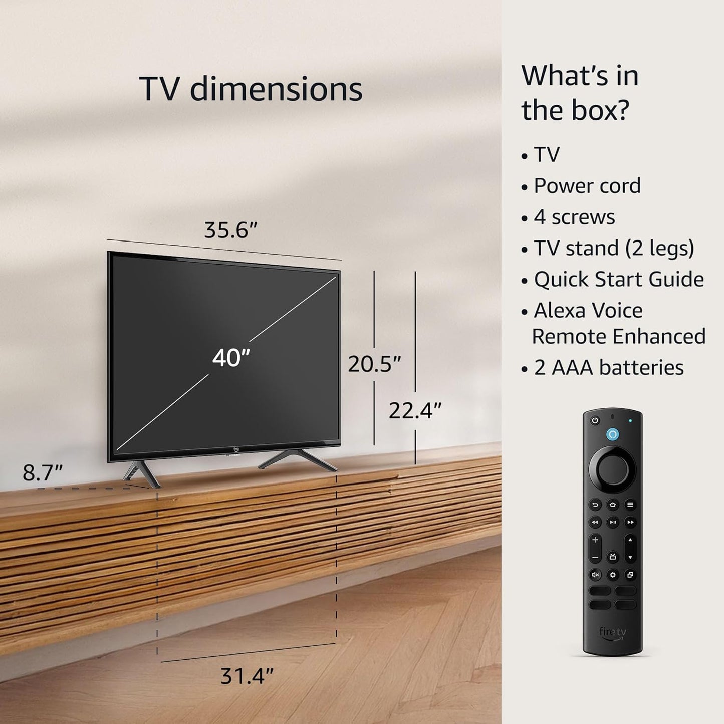 Amazon Fire TV 40" 2-Series, HD smart TV with Fire TV Alexa Voice Remote, stream live TV without cable