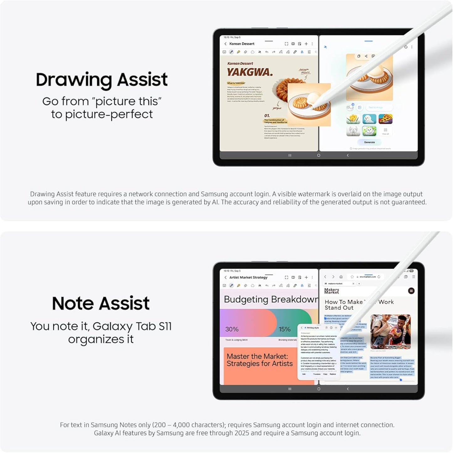 Samsung Galaxy Tab S11 256 GB WiFi Android Tablet, Large Display, Durable, Slim, Light, High Performance, Long Battery Life, S Pen for Note-Taking, AI Assist, US Version, Gray