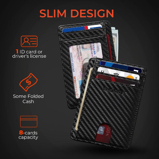 RUNBOX Slim ID Cases Minimalist Front Pocket RFID Blocking Leather Wallets for Men and Women Card Holder Wallets Gifts for men