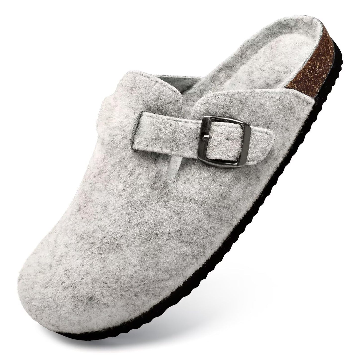 Torotto Mens Clogs Cork Footbed Suede Slippers Arch Support Potato Shoes with Adjustable Buckle