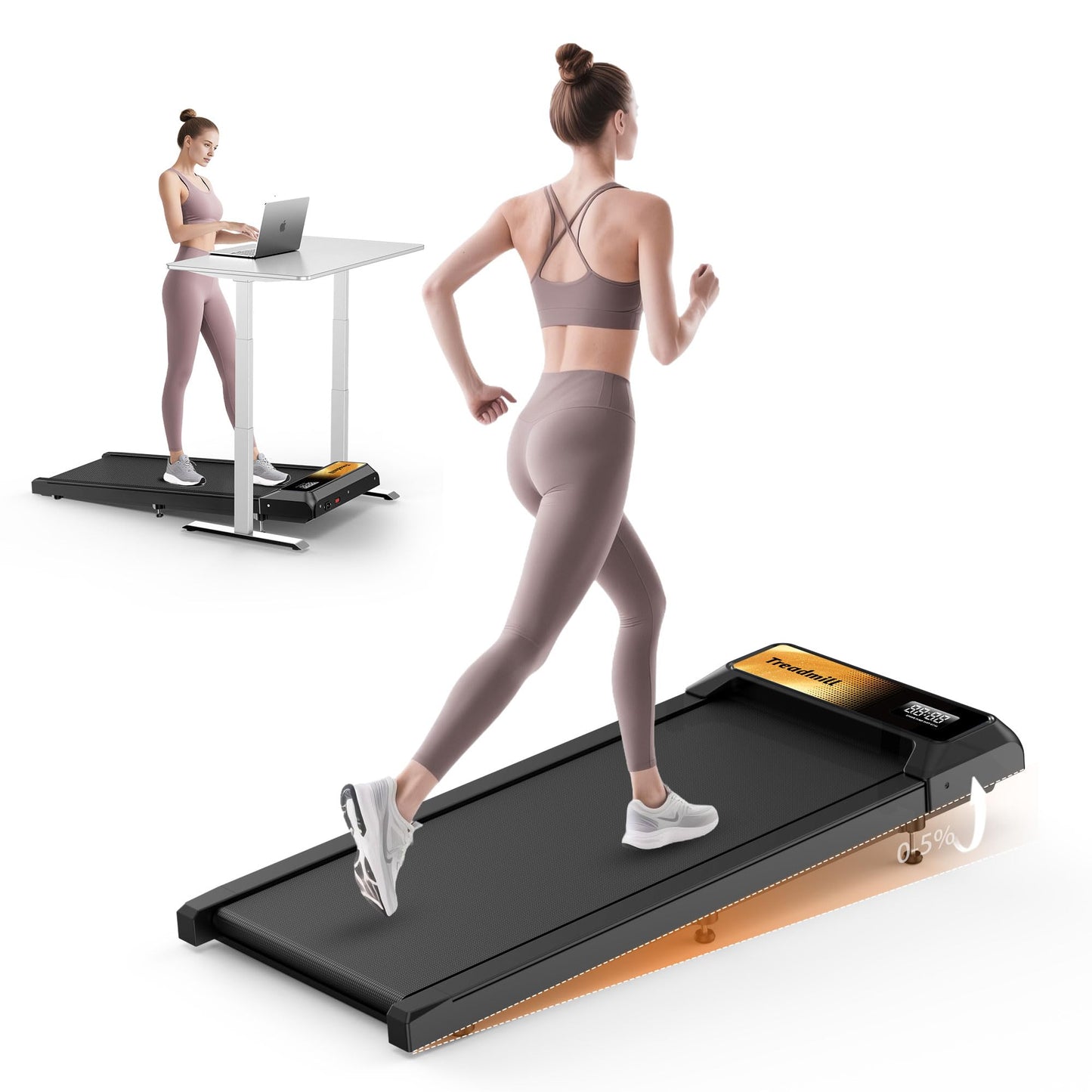 Walking Treadmill Pad with Incline,Walking 2.5HP for Home and Office, 265Lbs Weight Capacity,Treadmill with APP &Remote Control, LED Display