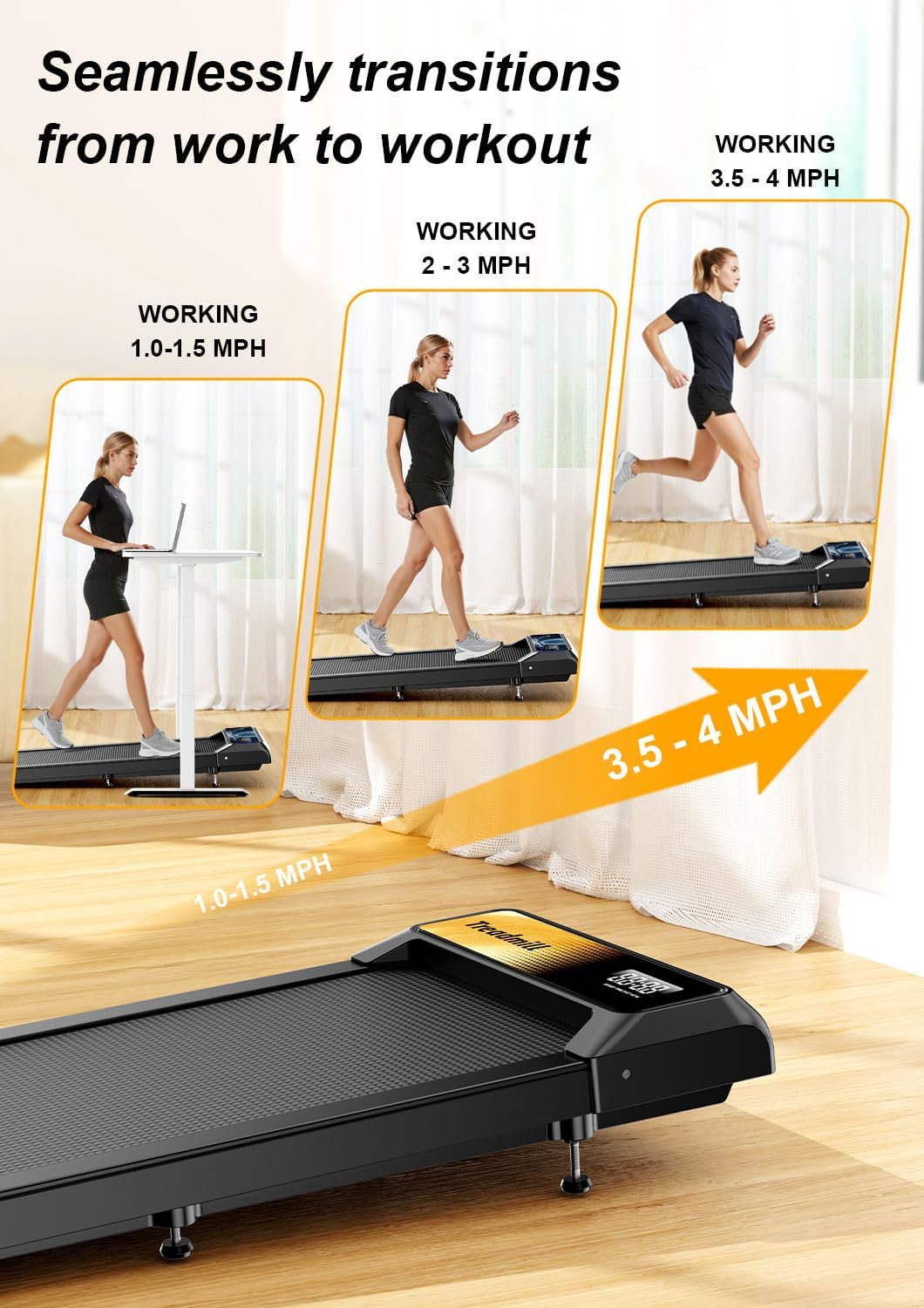 Walking Treadmill Pad with Incline,Walking 2.5HP for Home and Office, 265Lbs Weight Capacity,Treadmill with APP &Remote Control, LED Display