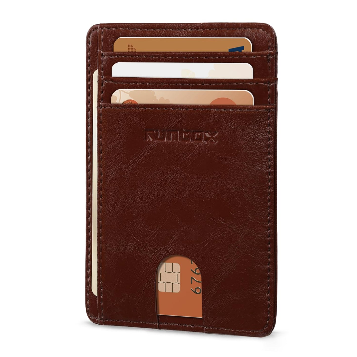 RUNBOX Slim ID Cases Minimalist Front Pocket RFID Blocking Leather Wallets for Men and Women Card Holder Wallets Gifts for men