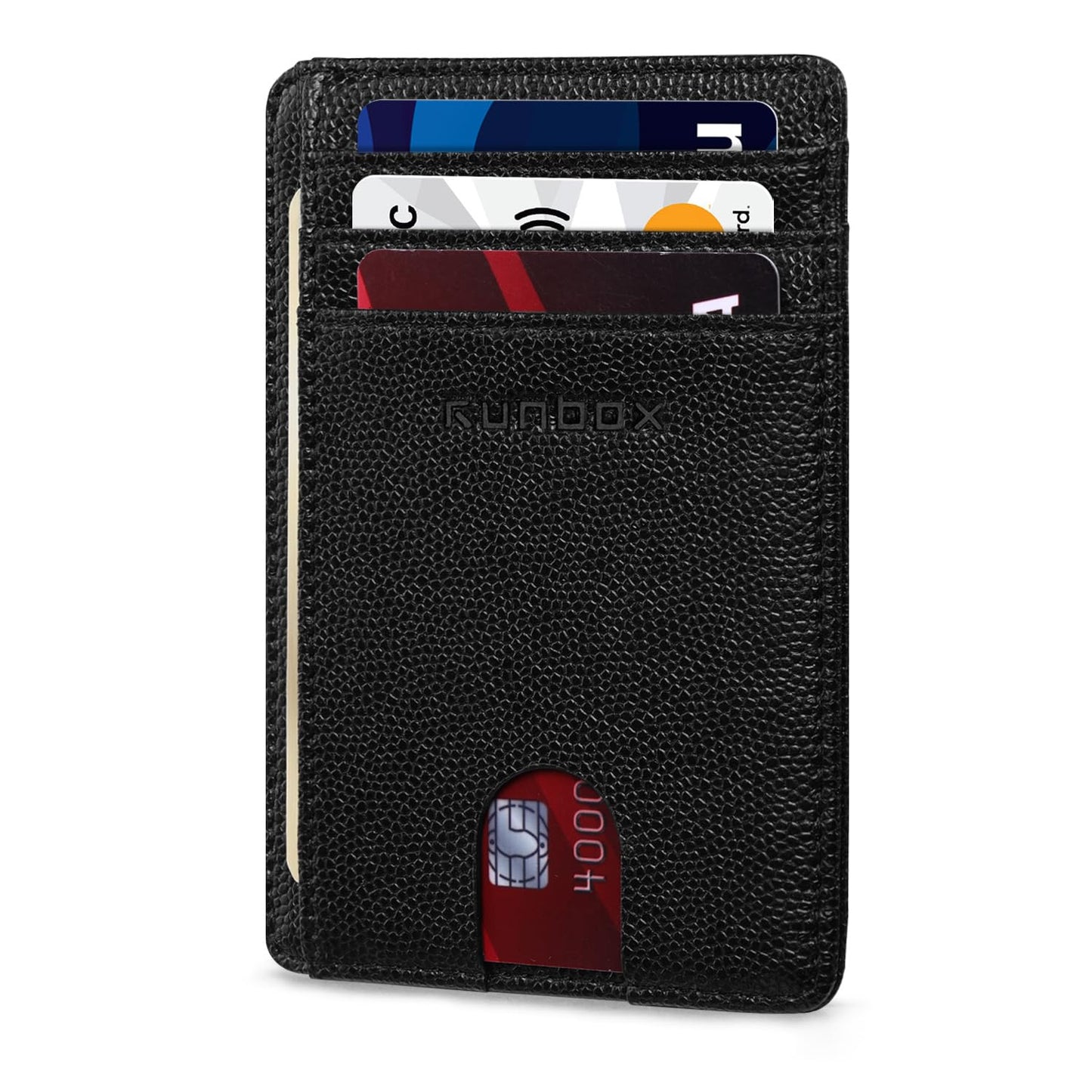 RUNBOX Slim ID Cases Minimalist Front Pocket RFID Blocking Leather Wallets for Men and Women Card Holder Wallets Gifts for men