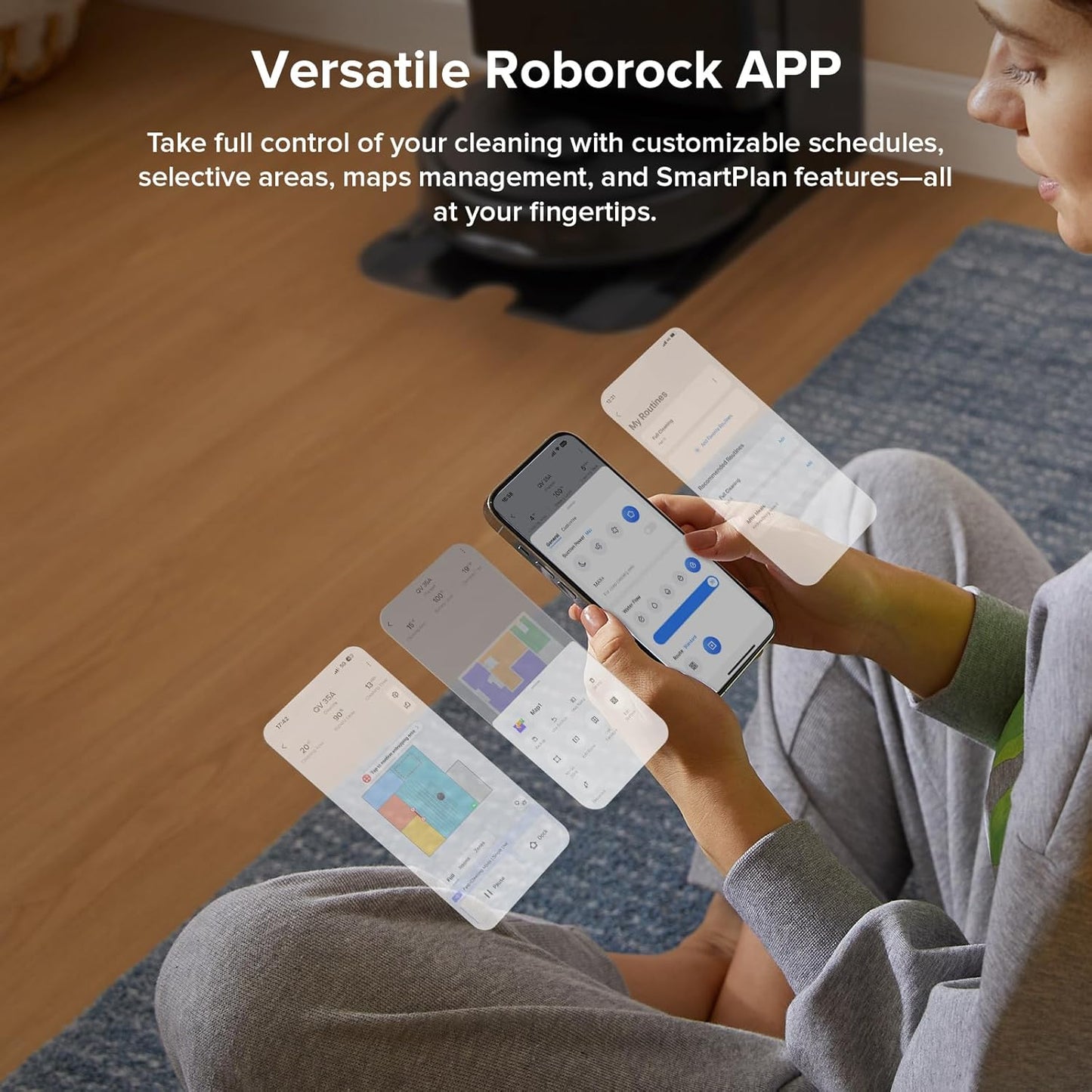 roborock Qrevo Series Robot Vacuum and Mop, 8000Pa Suction, Upgraded from Qrevo S, Anti-Tangle Brushes, Smart Obstacle Avoidance, Auto Mop Washing, All-in-One Dock, 200RPM Spinning Mops, Black(QV 35A)