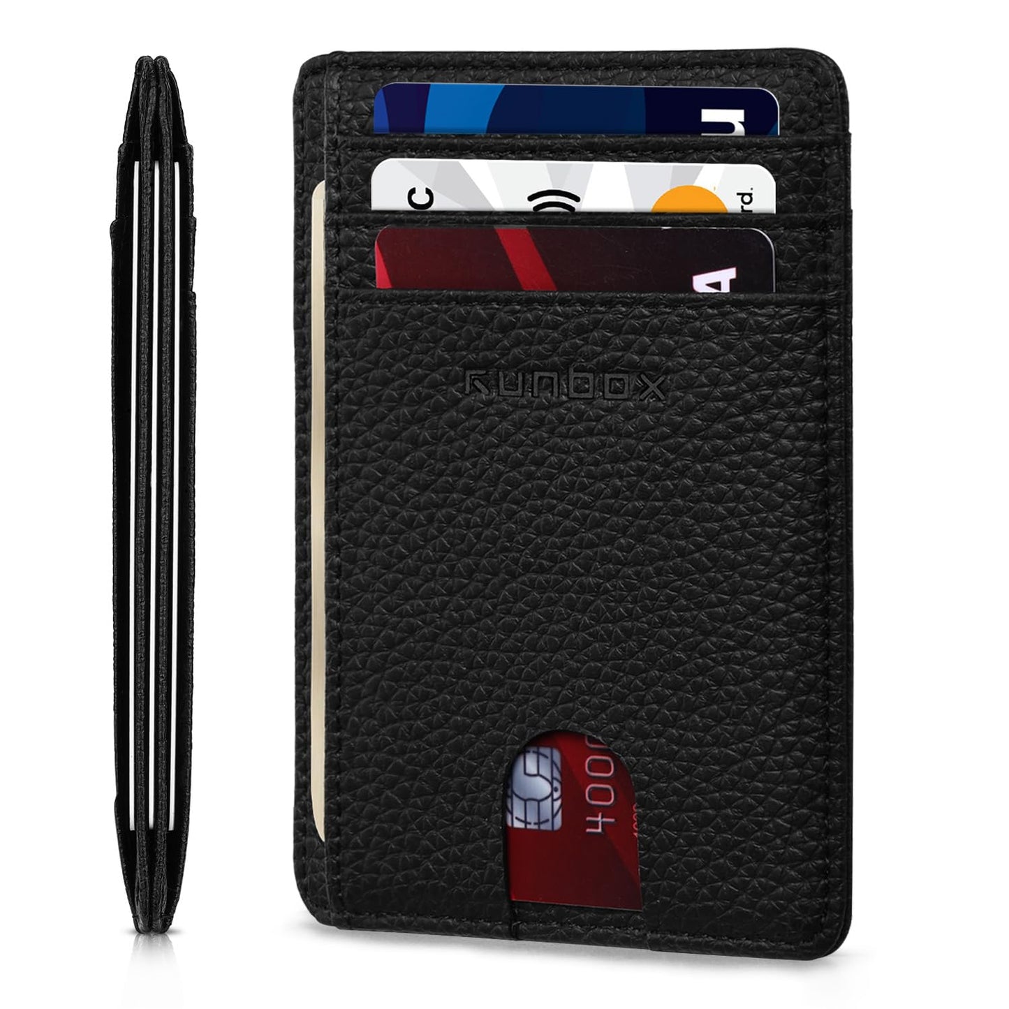 RUNBOX Slim ID Cases Minimalist Front Pocket RFID Blocking Leather Wallets for Men and Women Card Holder Wallets Gifts for men