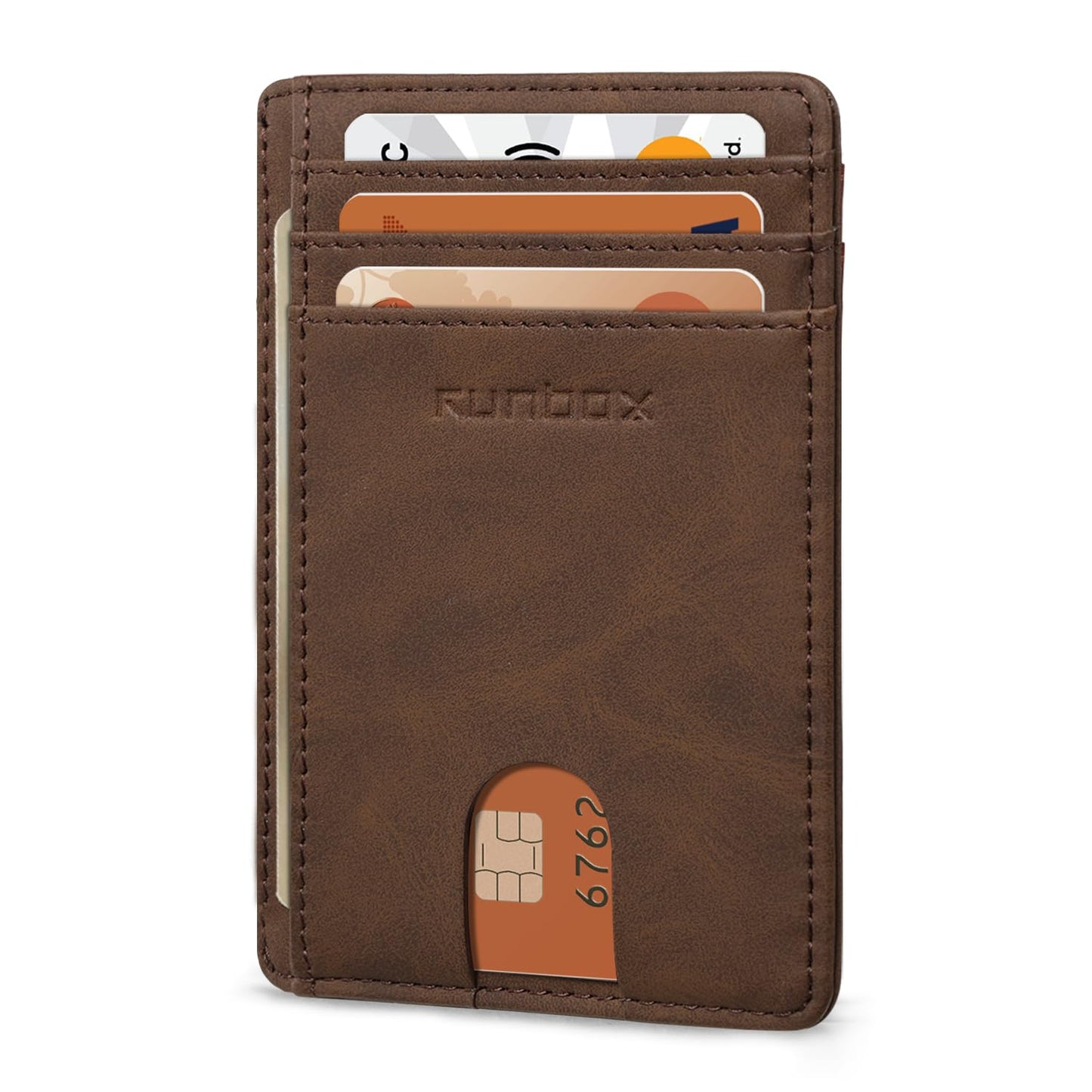 RUNBOX Slim ID Cases Minimalist Front Pocket RFID Blocking Leather Wallets for Men and Women Card Holder Wallets Gifts for men