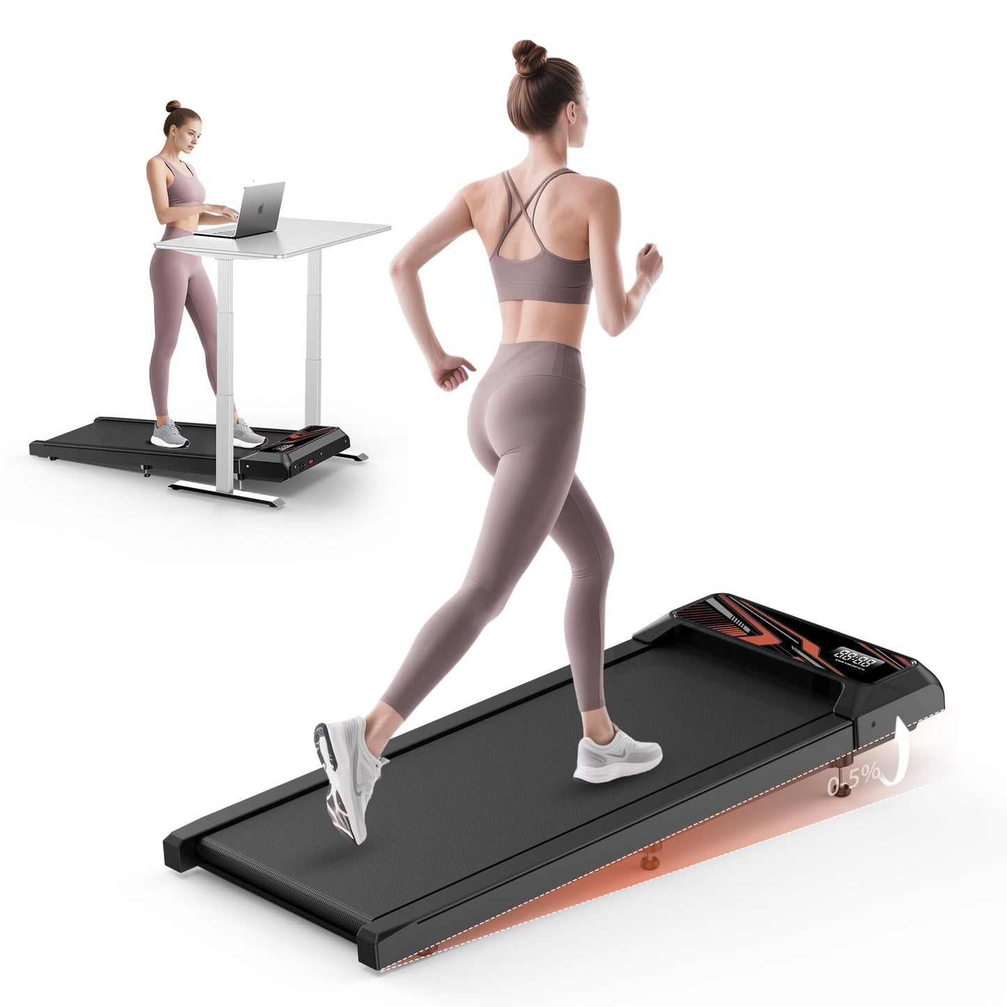 Walking Treadmill Pad with Incline,Walking 2.5HP for Home and Office, 265Lbs Weight Capacity,Treadmill with APP &Remote Control, LED Display