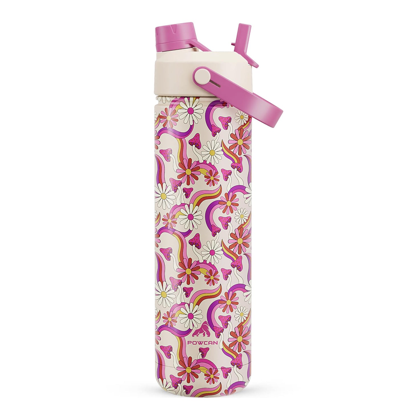 POWCAN 26 oz Insulated Water Bottle with 2-in-1 Straw and Spout Lid, Keep Cold 24H, Leak-Proof, Fits in Car Cup Holder, Stainless Steel Water Bottle for Sports, Travel, and School (Dark Knight)