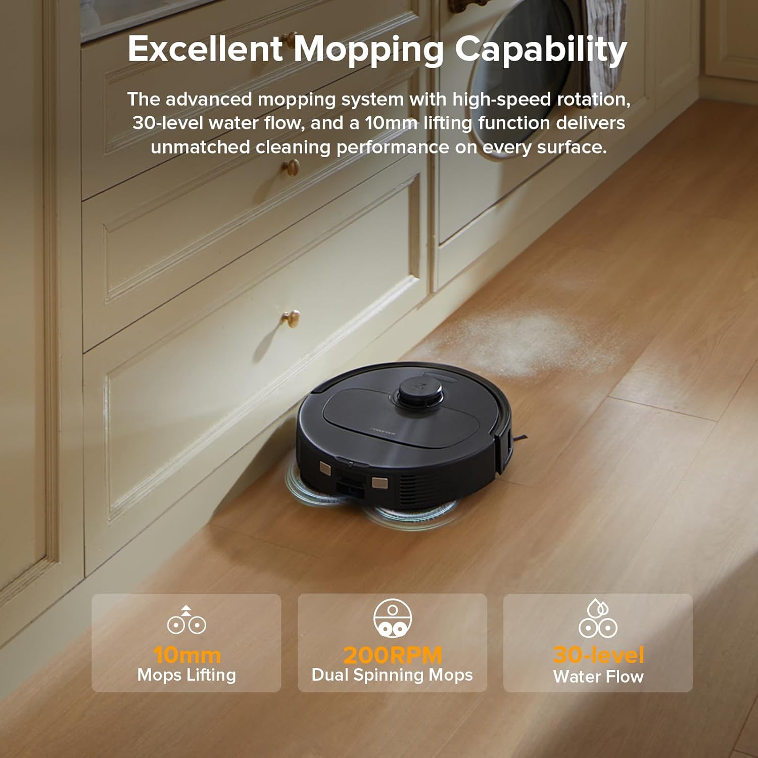 roborock Qrevo Series Robot Vacuum and Mop, 8000Pa Suction, Upgraded from Qrevo S, Anti-Tangle Brushes, Smart Obstacle Avoidance, Auto Mop Washing, All-in-One Dock, 200RPM Spinning Mops, Black(QV 35A)