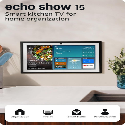 Amazon Echo Show 15 (newest model), Full HD 15.6" kitchen hub for home organization, with built-in Fire TV and Alexa+ Early Access