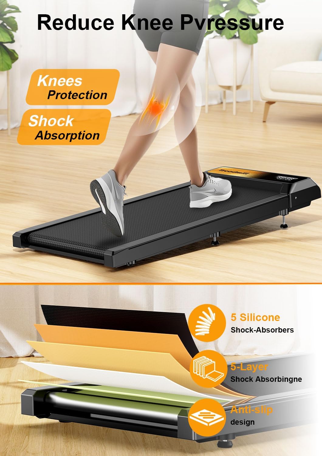 Walking Treadmill Pad with Incline,Walking 2.5HP for Home and Office, 265Lbs Weight Capacity,Treadmill with APP &Remote Control, LED Display