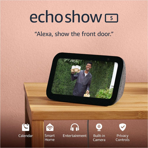 Amazon Echo Show 5 (newest model), Smart display with Alexa+ Early Access, 2x the bass and clearer sound, Charcoal