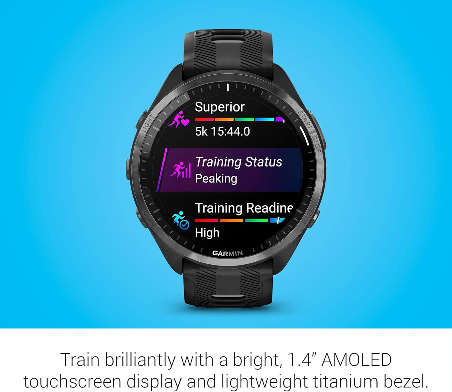 Garmin Forerunner® 965 Running Smartwatch, Colorful AMOLED Display, Training Metrics and Recovery Insights, Black and Powder Gray, 010-02809-00