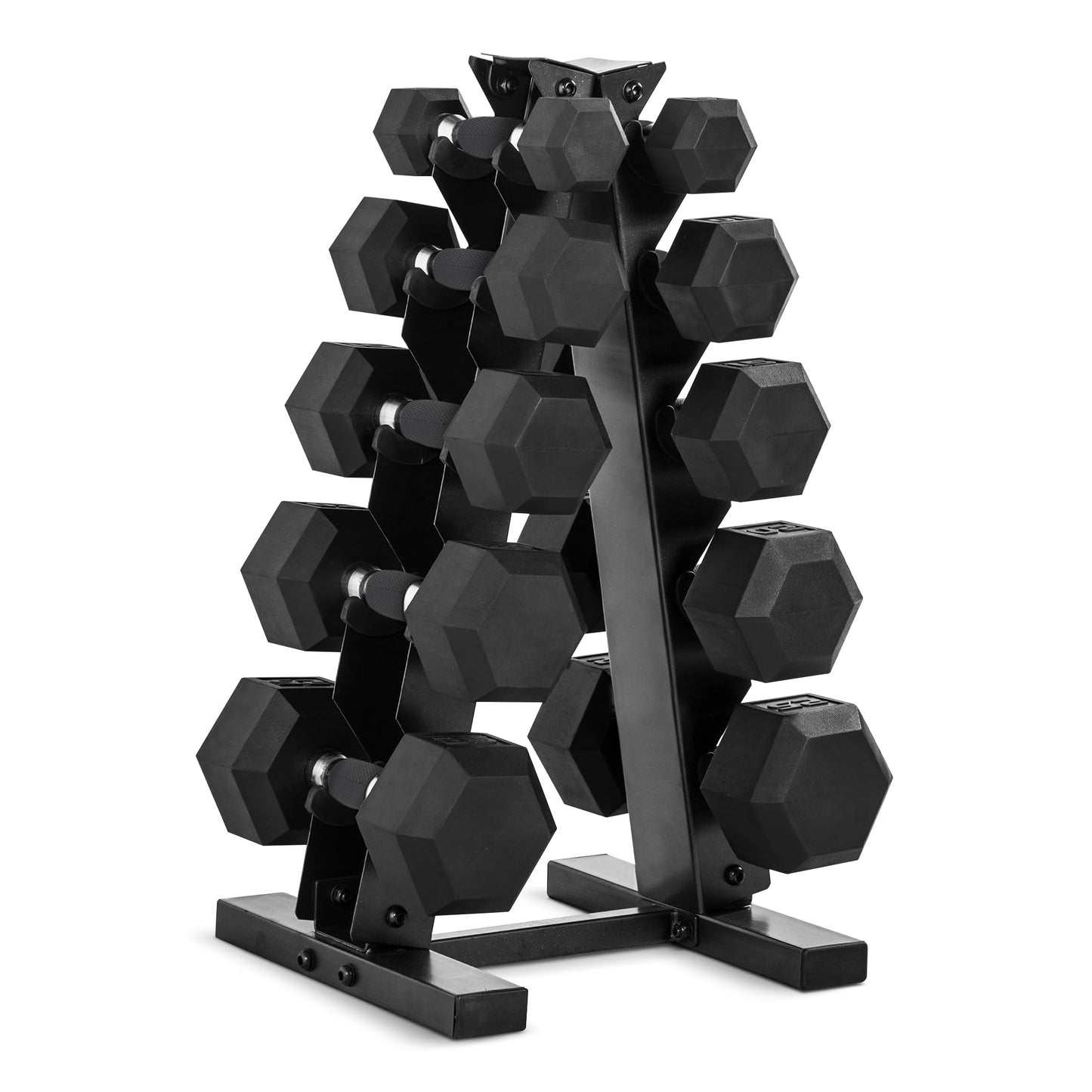 CAP Barbell Rubber Coated Dumbbell Weight Set with Vertical Rack | 100 lb, 150 lb, and 210 lb Options