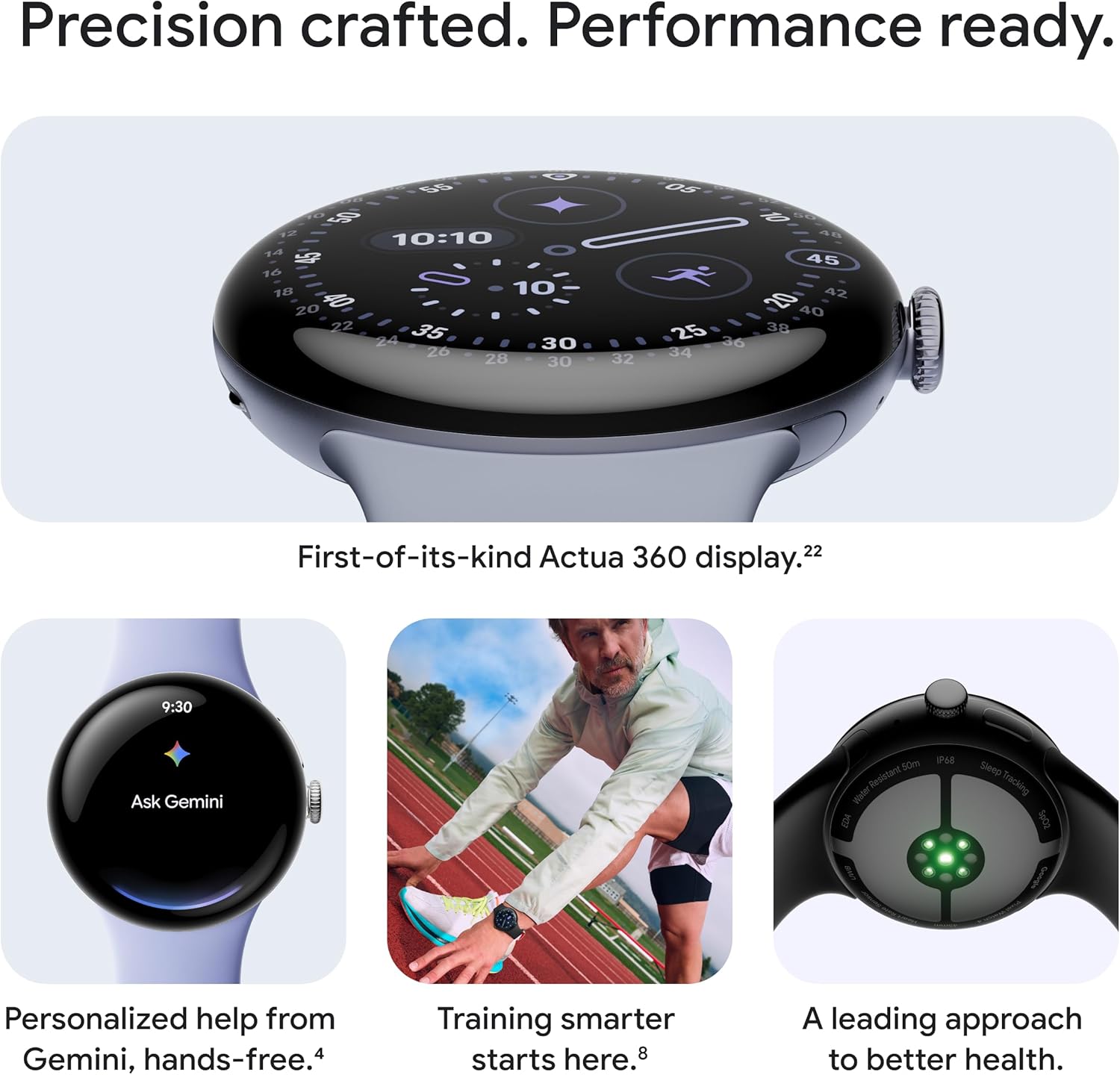 Google Pixel Watch 4 (41mm) - Android Smartwatch - Heart Rate and Sleep Tracking - 30-Hour Battery - Fitness Tracking - Google AI - Polished Silver Aluminum Case - Iris Active Band - LTE (2025 Model)