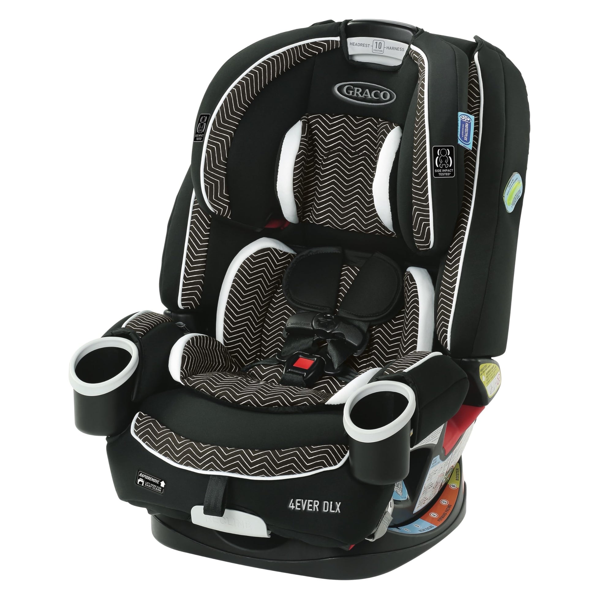 Graco 4Ever DLX 4-in-1 Car Seat, Charlie| Infant to Toddler Car Seat, with 10 Years of Use | Rear-Facing, Forward-Facing and Booster Modes | Safe, Comfortable and Convenient