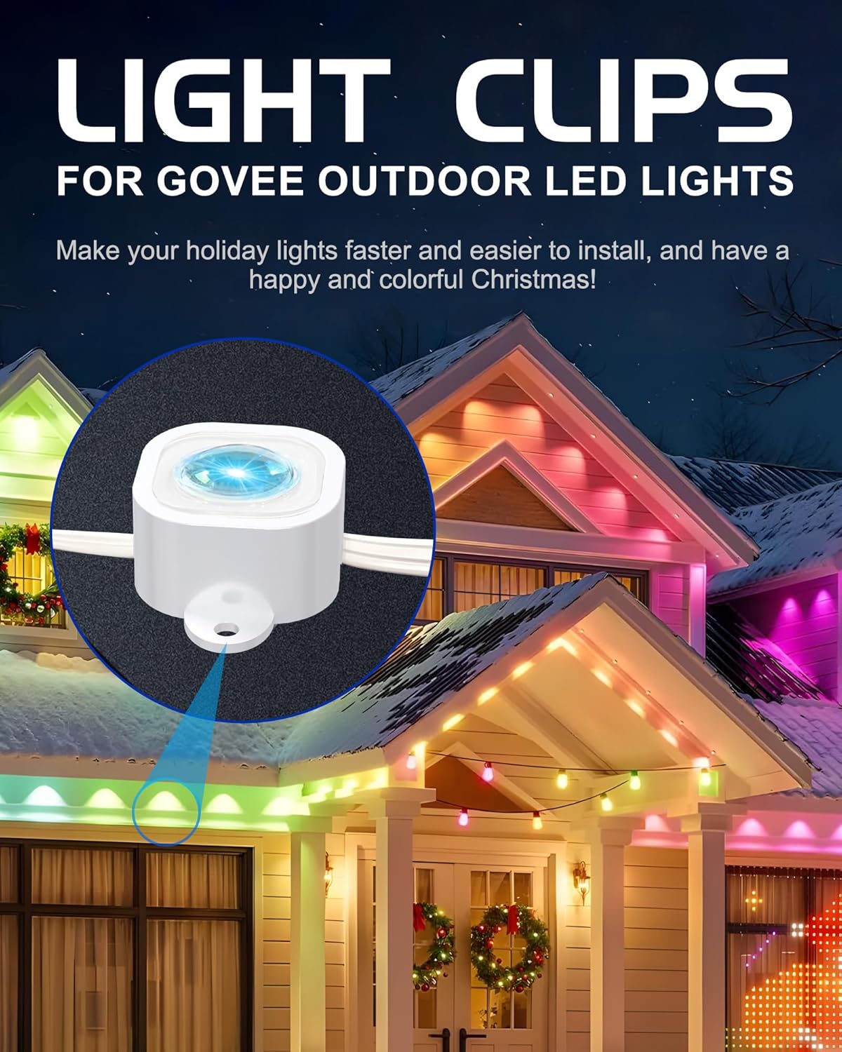 Light Clips for Govee Outdoor Lights H706, 120 Pcs Mounting Brackets for Govee Pro Outdoor Lights, Install Firmly, Replace 3M Glue, for Govee Pro Permanent Outdoor Lights Extension (White)